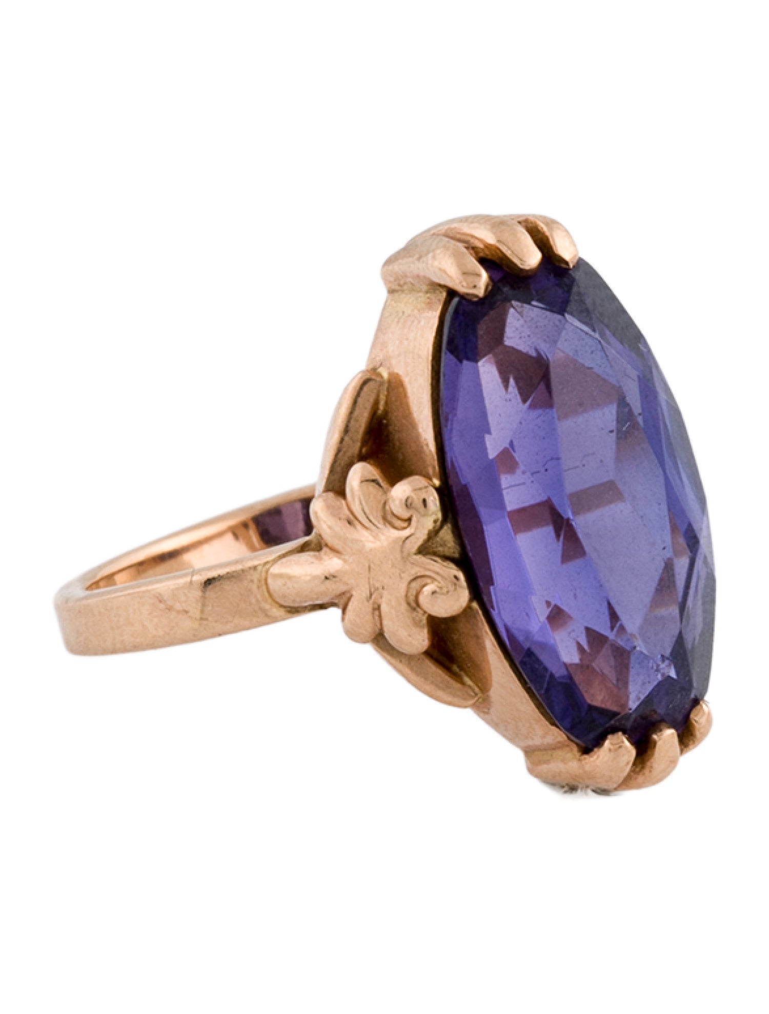 Ring 14K Synthetic Sapphire Cocktail