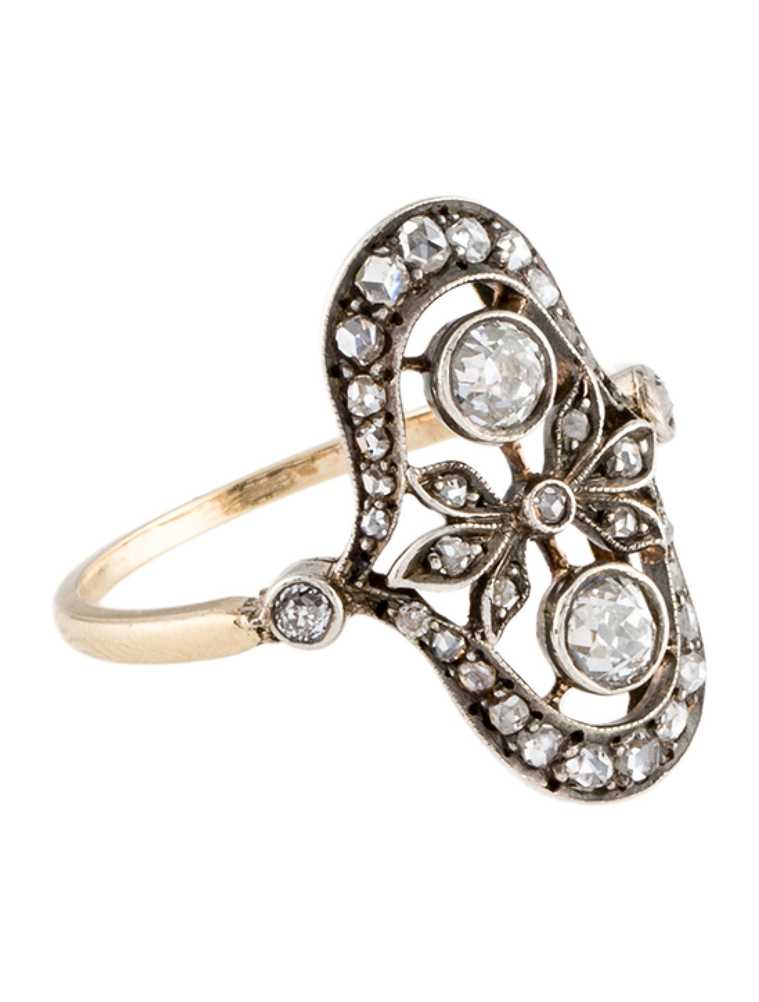 Ring Vintage 14K Diamond Cocktail