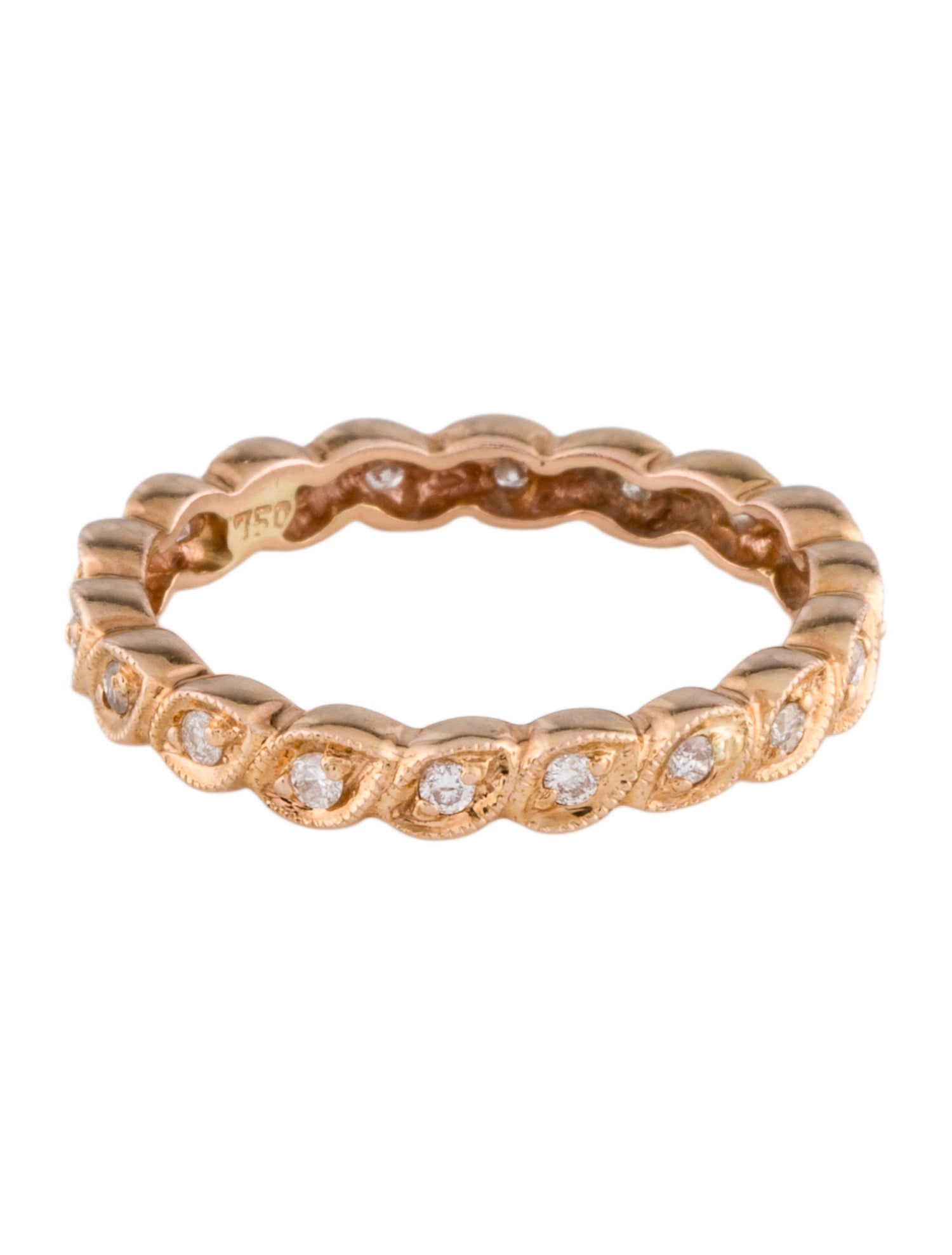 Ring 18K Diamond Milgrain Edge Eternity Band