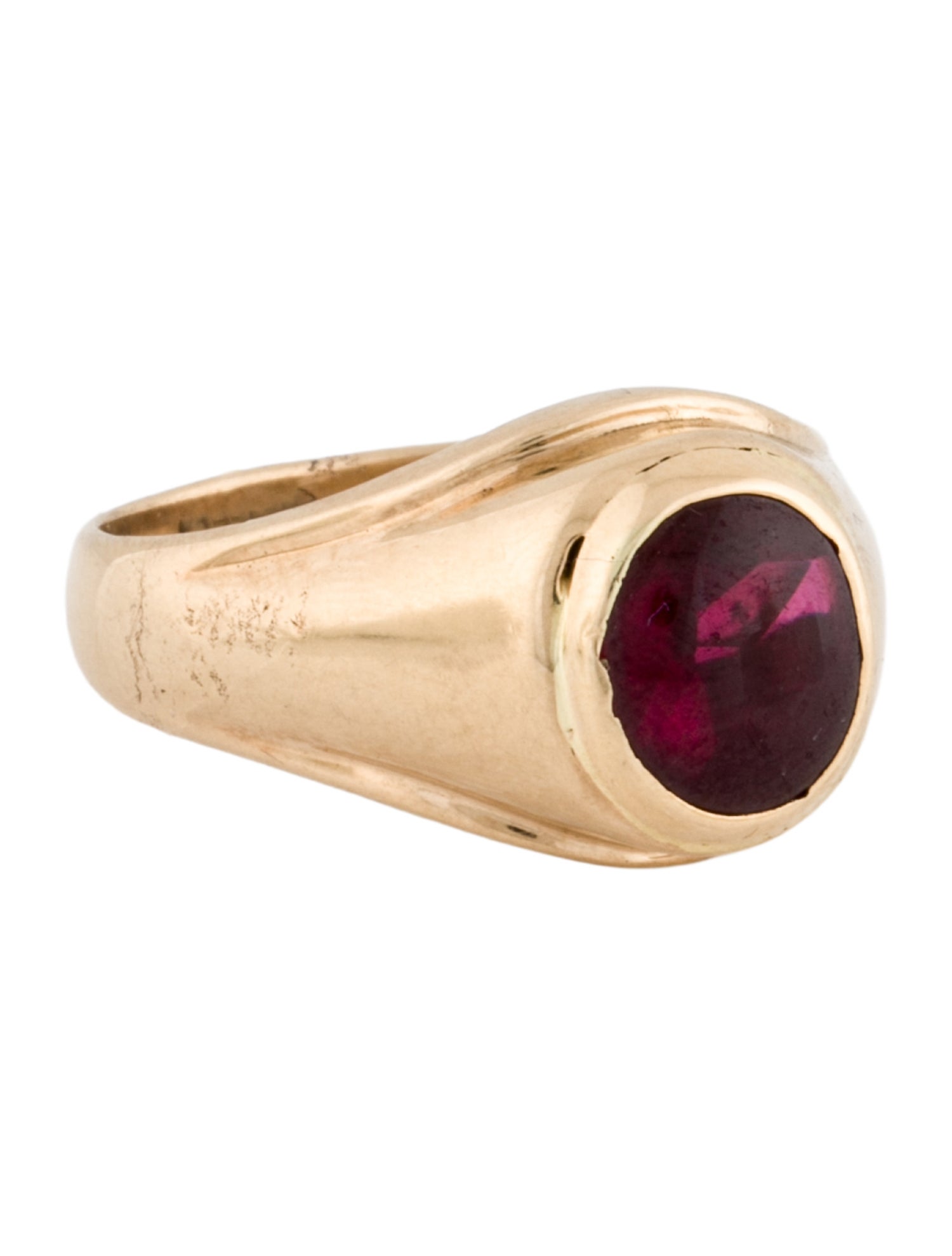 Ring 10K Synthetic Ruby Signet