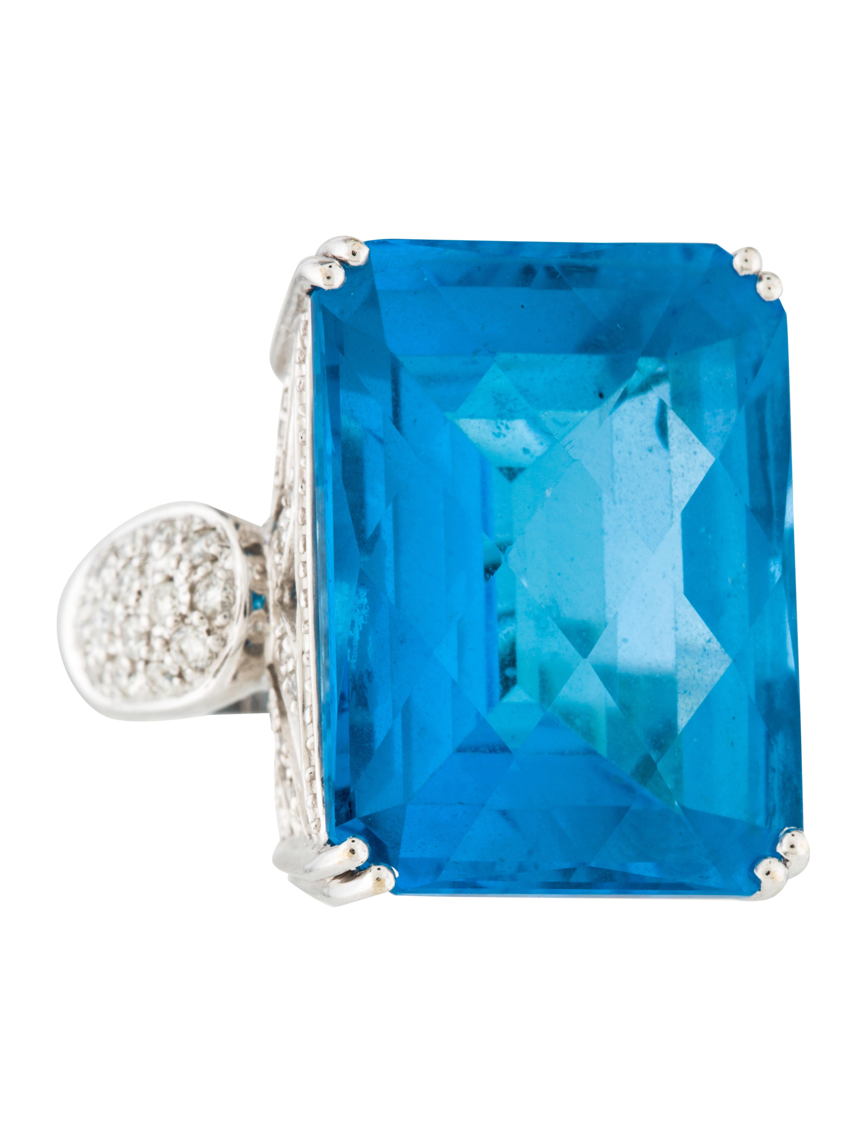 Ring 18K Blue Topaz & Diamond Cocktail Ring