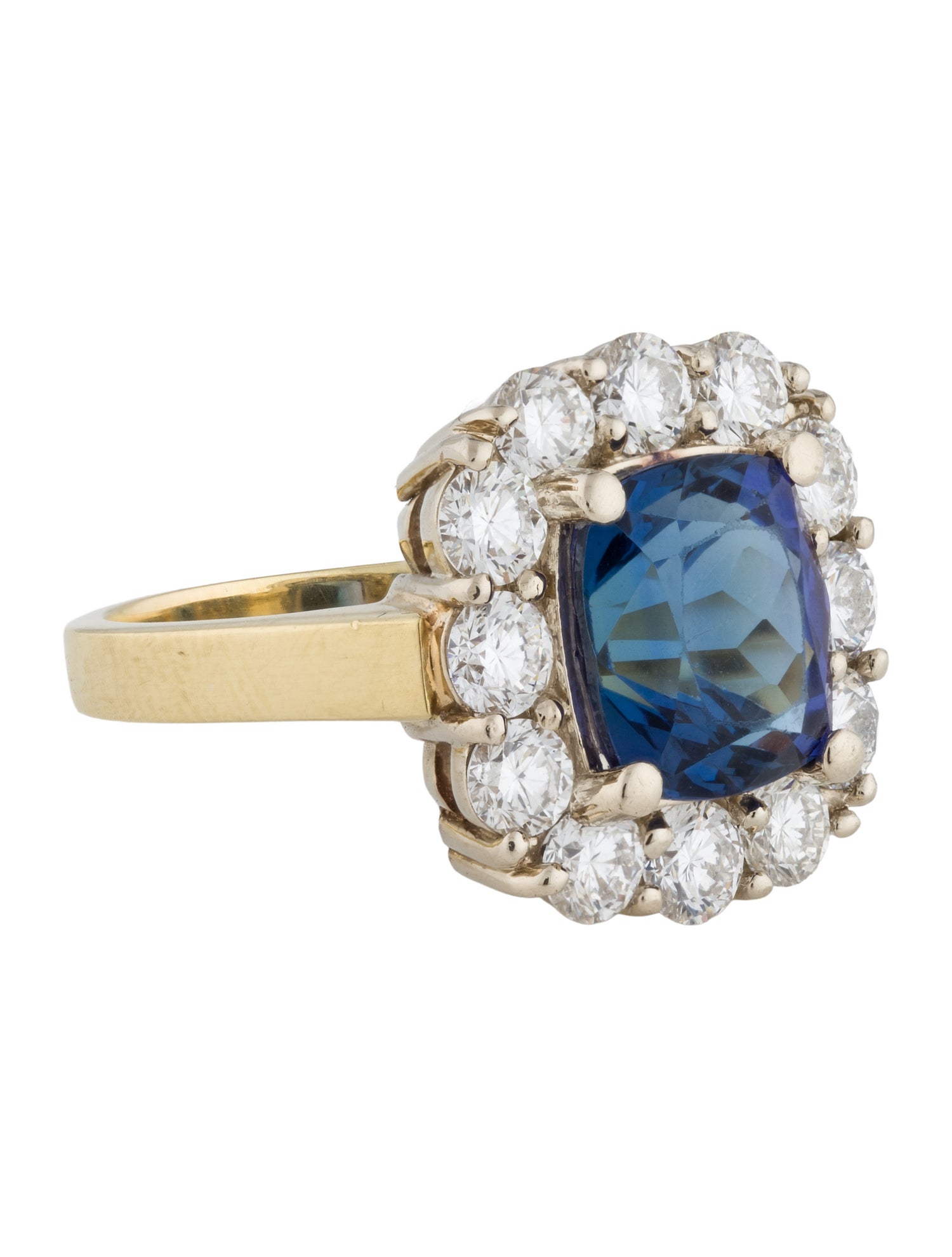 Ring 18K 6.37ct Tanzanite & 3.24ctw Diamond Cocktail