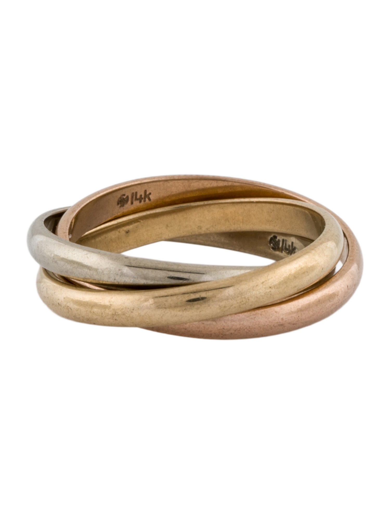 Ring 14K Tri-Color Rolling Band Ring