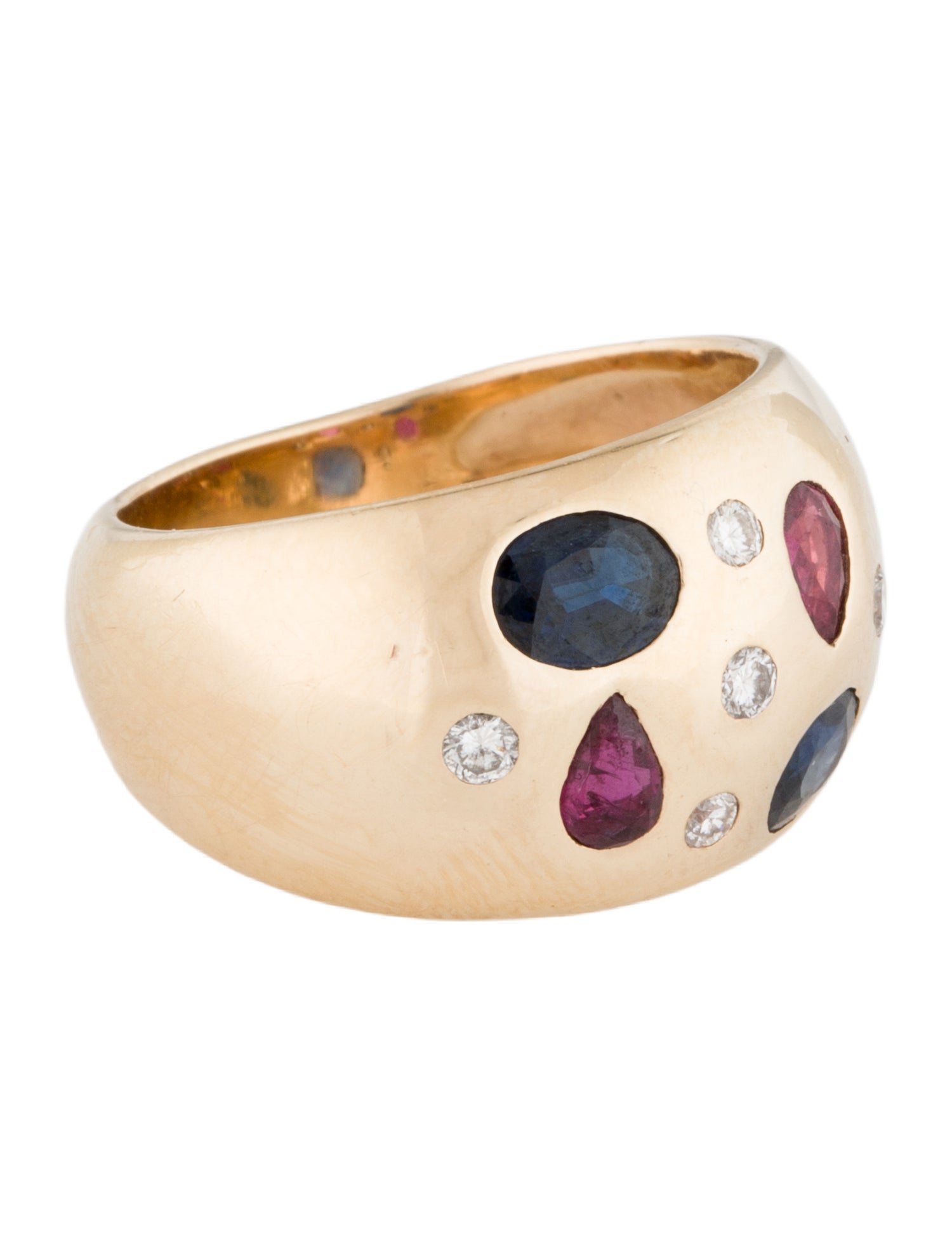 Ring 14K Ruby, Sapphire & Diamond Band