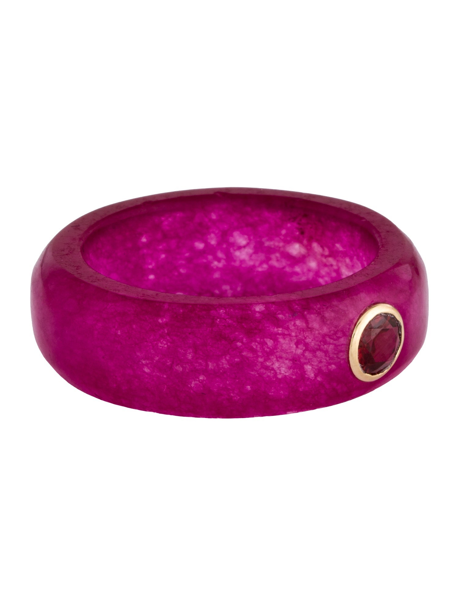 Ring 14K Dyed Quartzite & Garnet Band