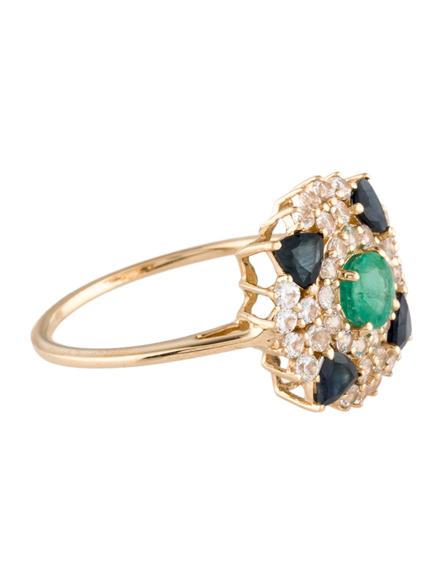 Ring 14K 1.05ctw Sapphire & Emerald Cocktail