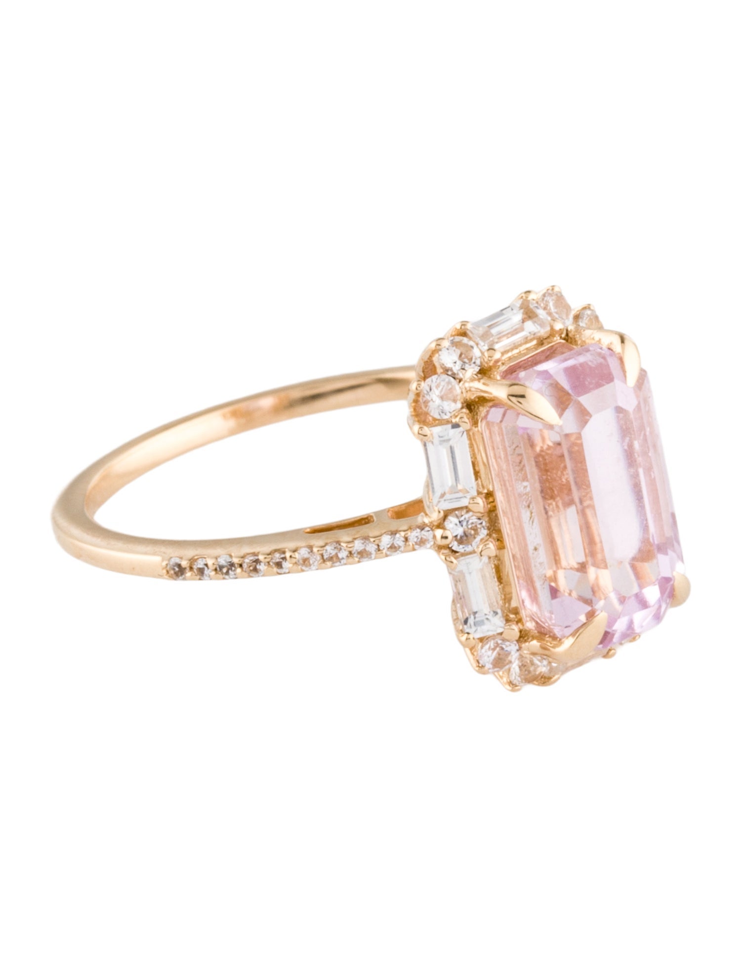Ring 14K 3.24ct Kunzite & 1.16ct Sapphire Cocktail