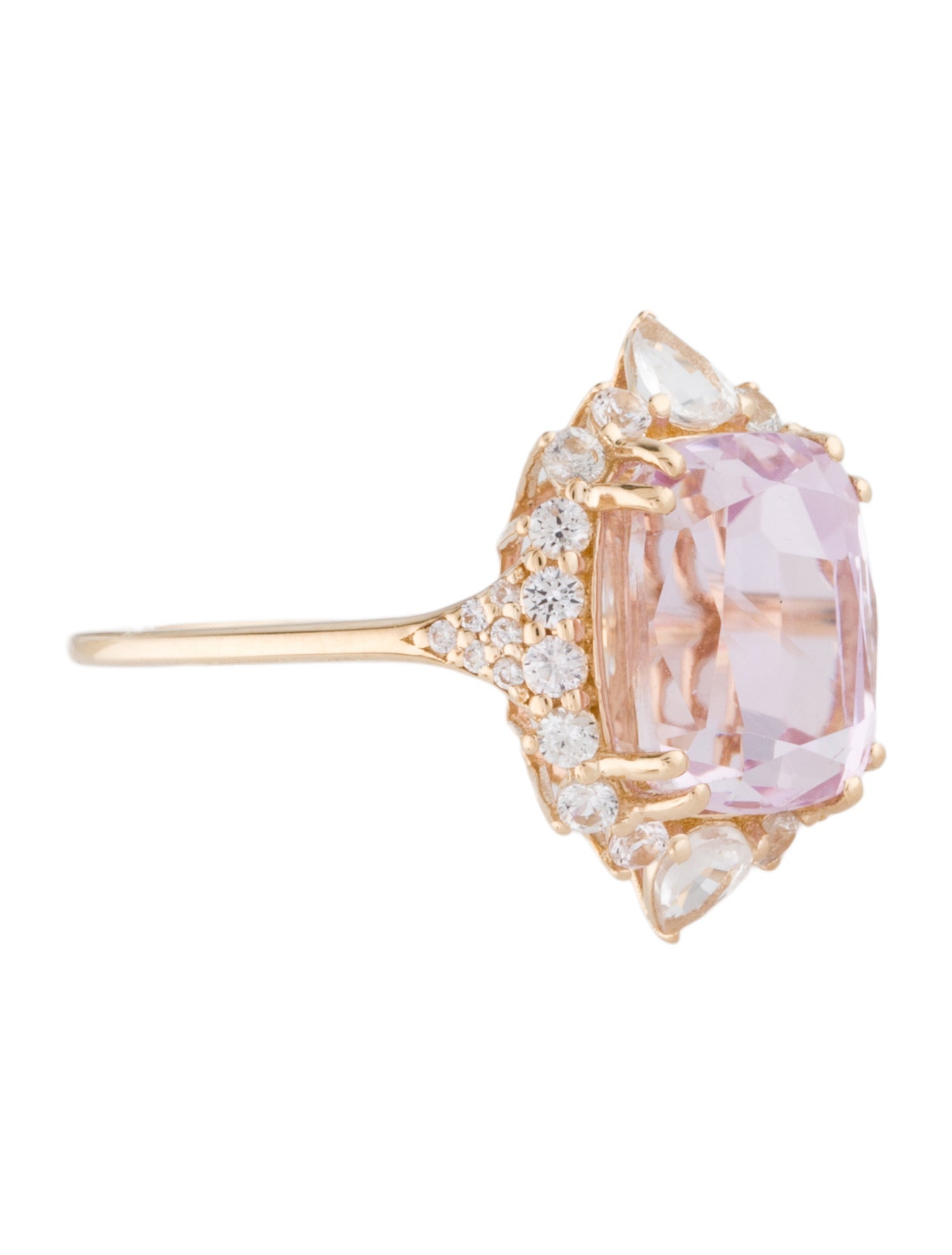 Ring 14K 4.48ct Kunzite & Sapphire Cocktail Ring