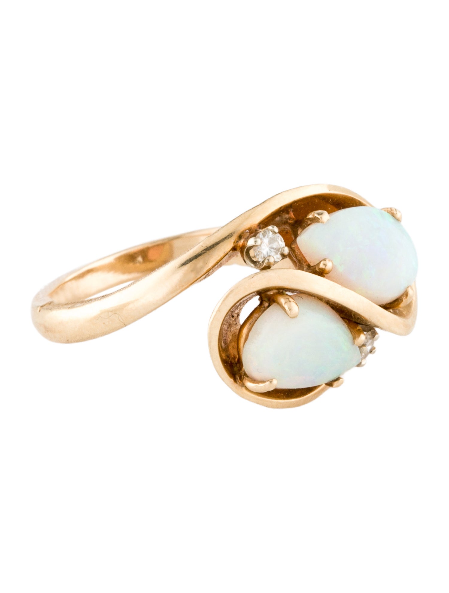 Ring 14K Opal & Diamond Cocktail