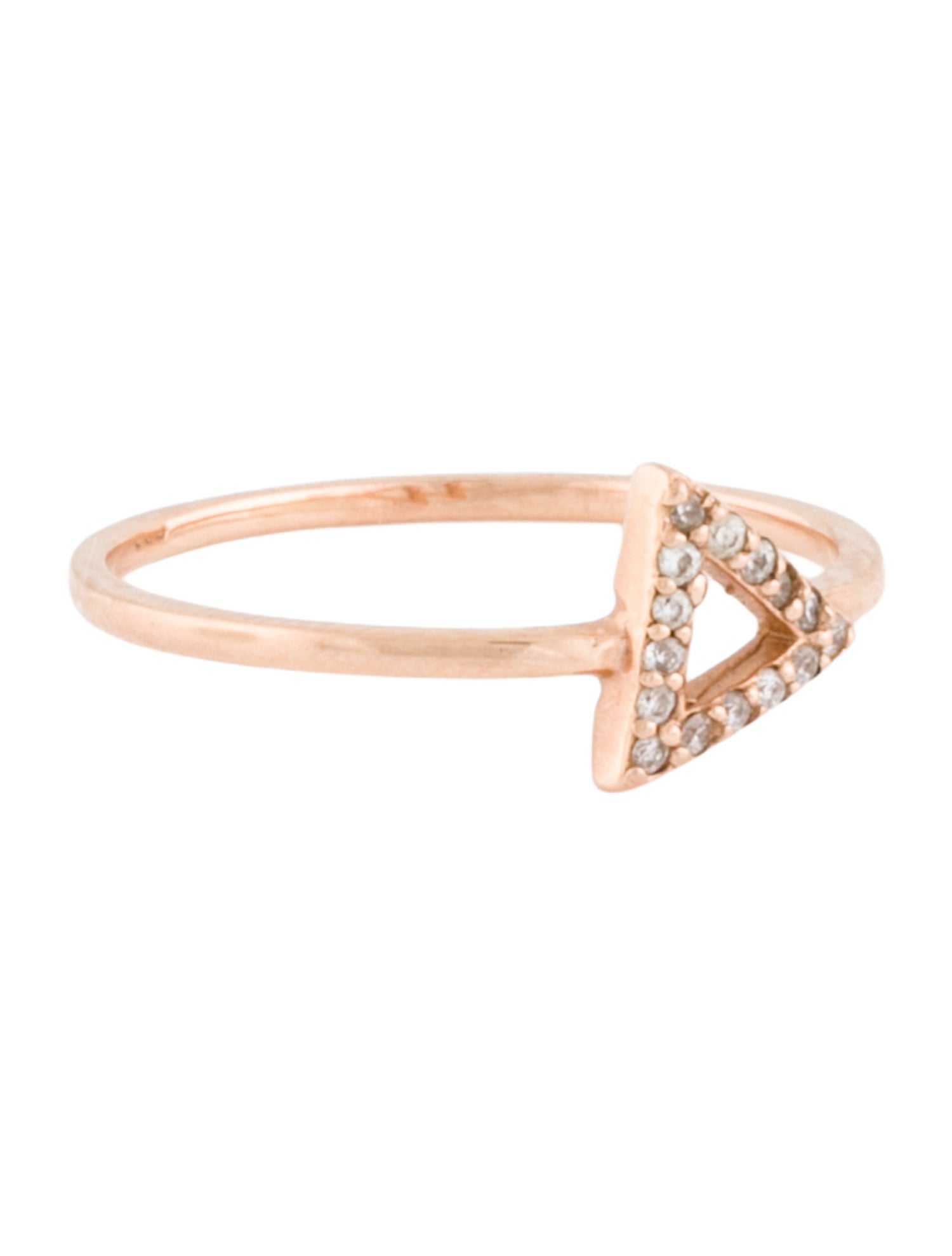 Ring 14K Diamond Triangle Cocktail