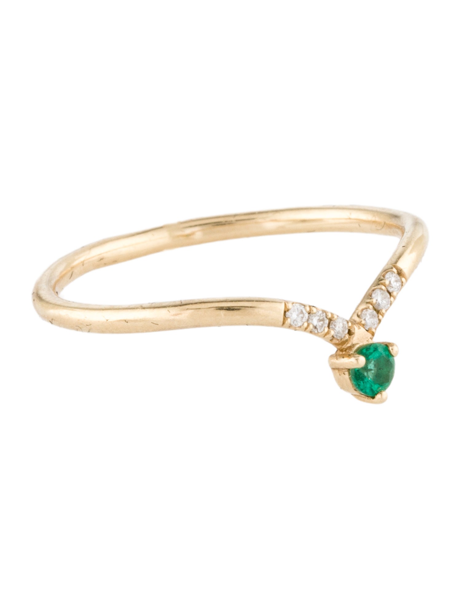 Ring 14K Emerald & Diamond Cocktail