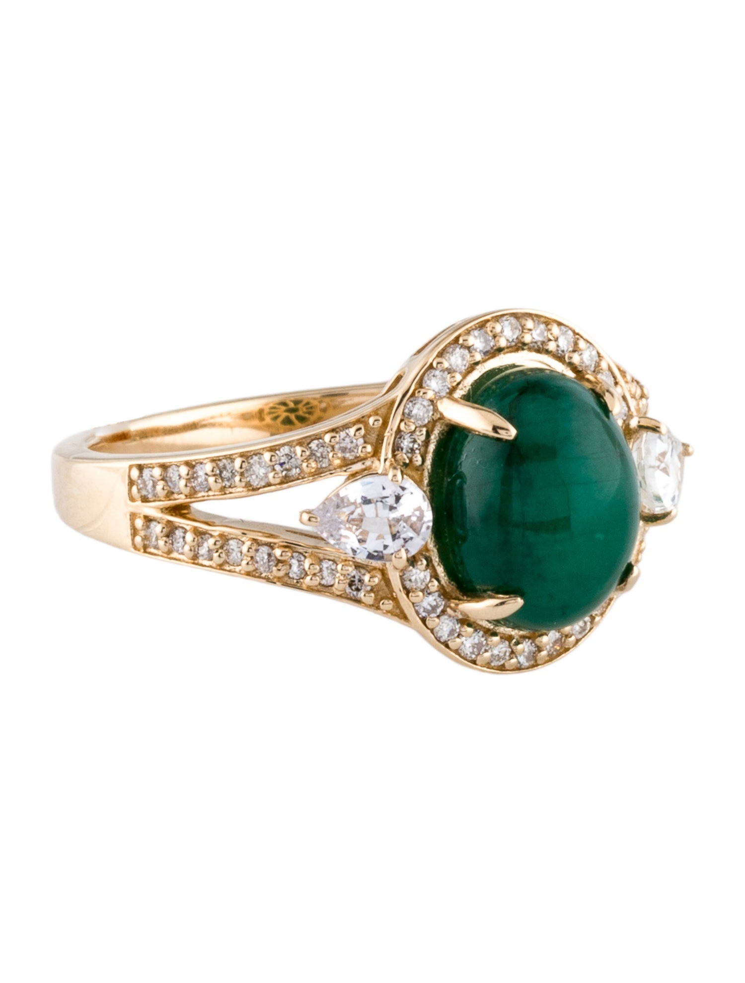 Ring 14K 2.22ct Emerald, Sapphire & Diamond Cocktail