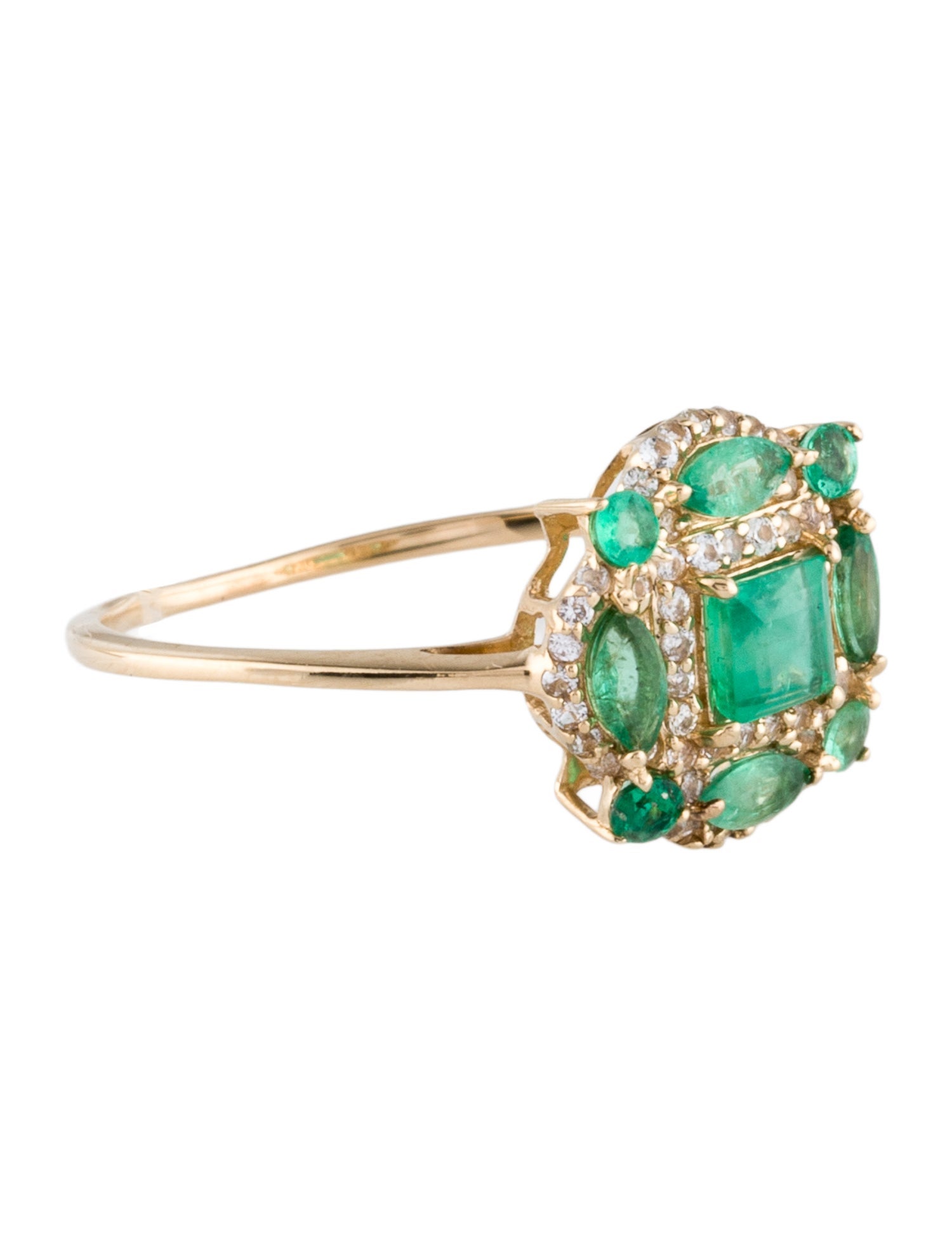 Ring 14K Emerald & Sapphire Cocktail