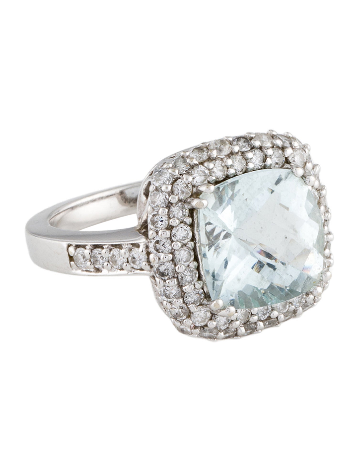 Ring 14K Aquamarine & Diamond Cocktail