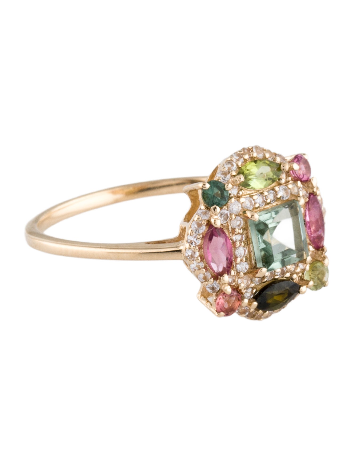 Ring 14K Tourmaline & Sapphire Cocktail Ring