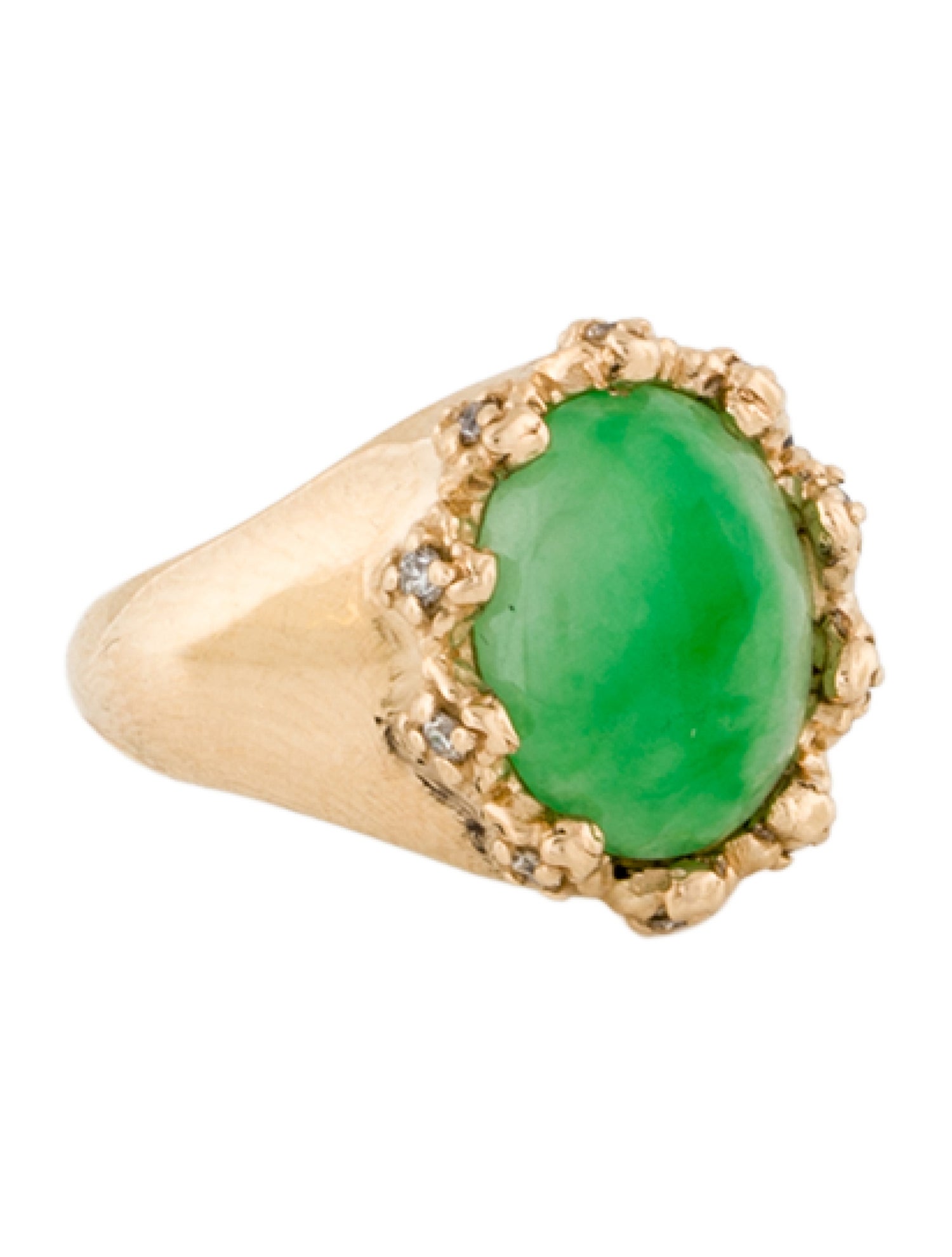 Ring 14K Jadeite & Diamond Cocktail