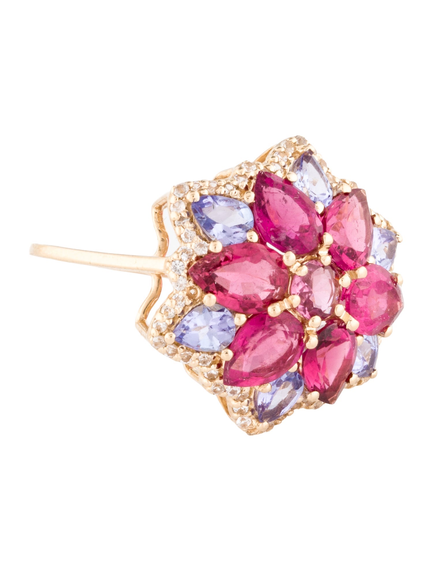 Ring 14K 2.58ctw Tourmaline, Tanzanite & Sapphire Cocktail