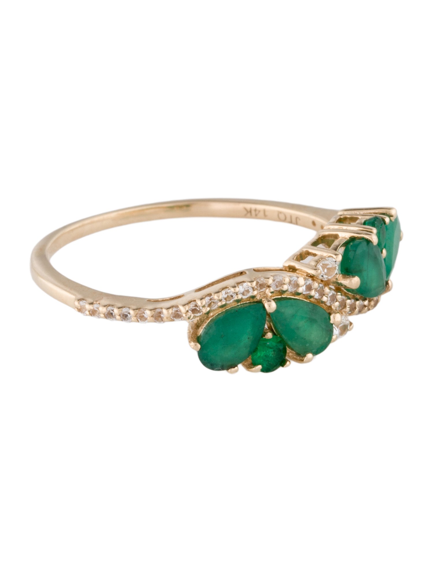 Ring 14K Emerald & Sapphire Cocktail