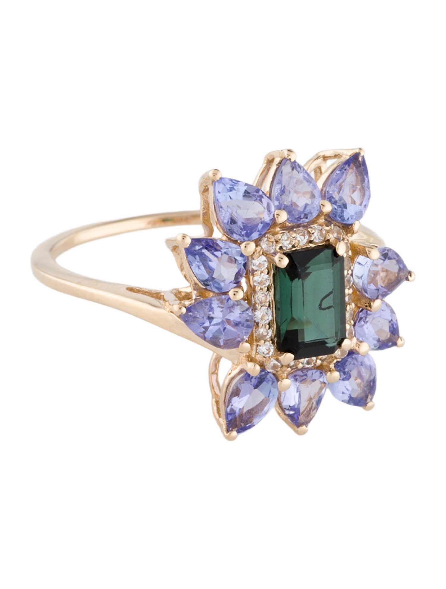 Ring 14K Tourmaline, Tanzanite & Sapphire Cocktail