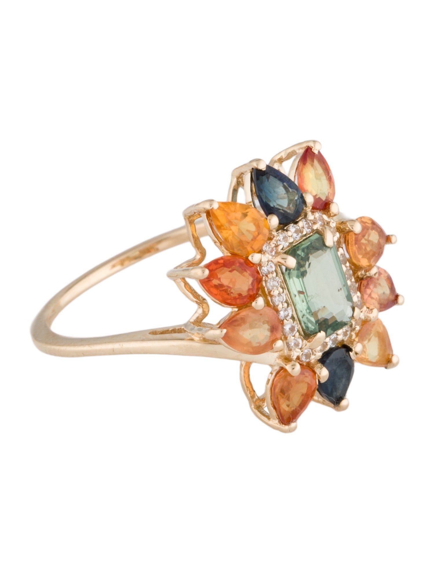 Ring 14K 2.60ctw Sapphire Cluster Cocktail