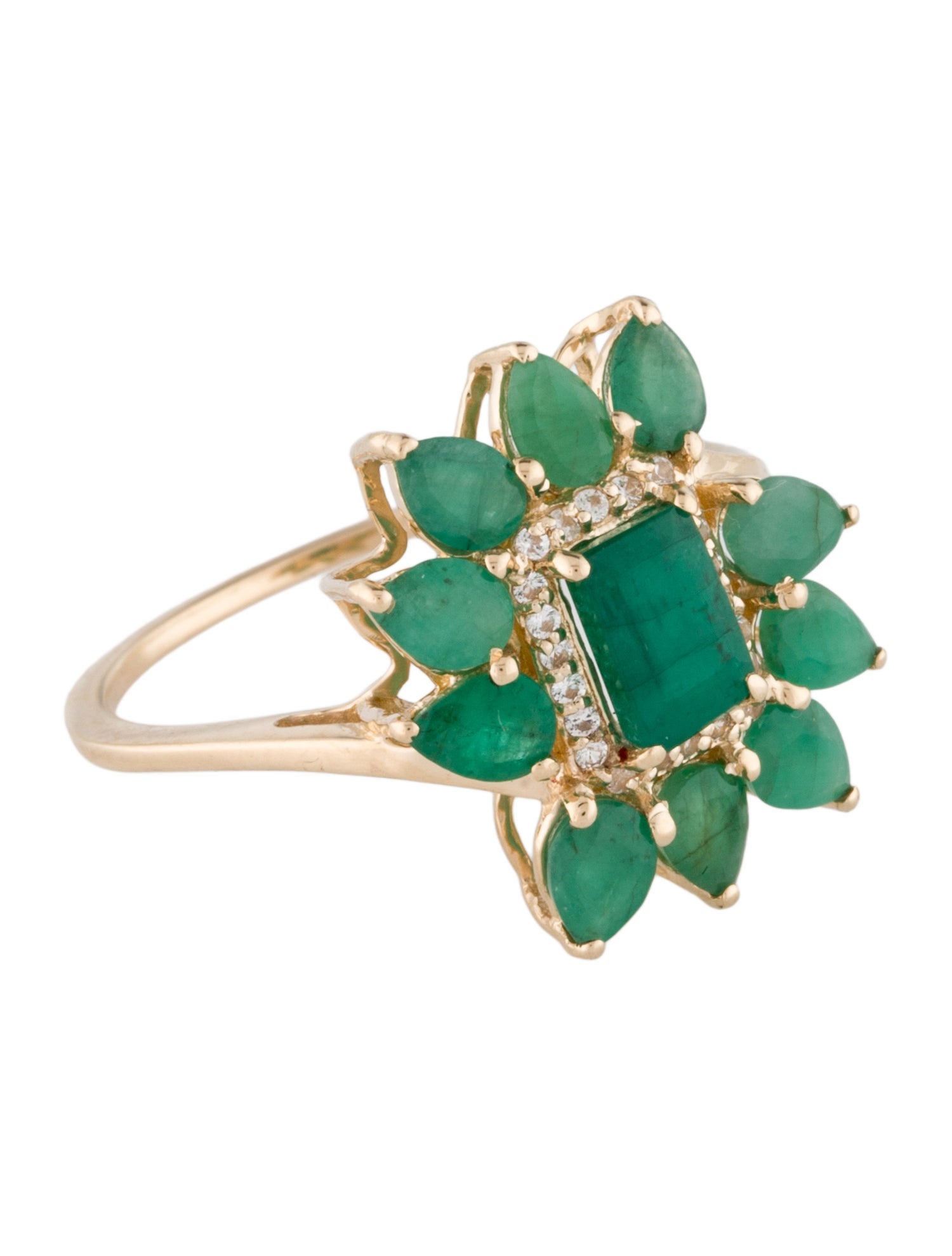 Ring 14K Emerald & Sapphire Cocktail