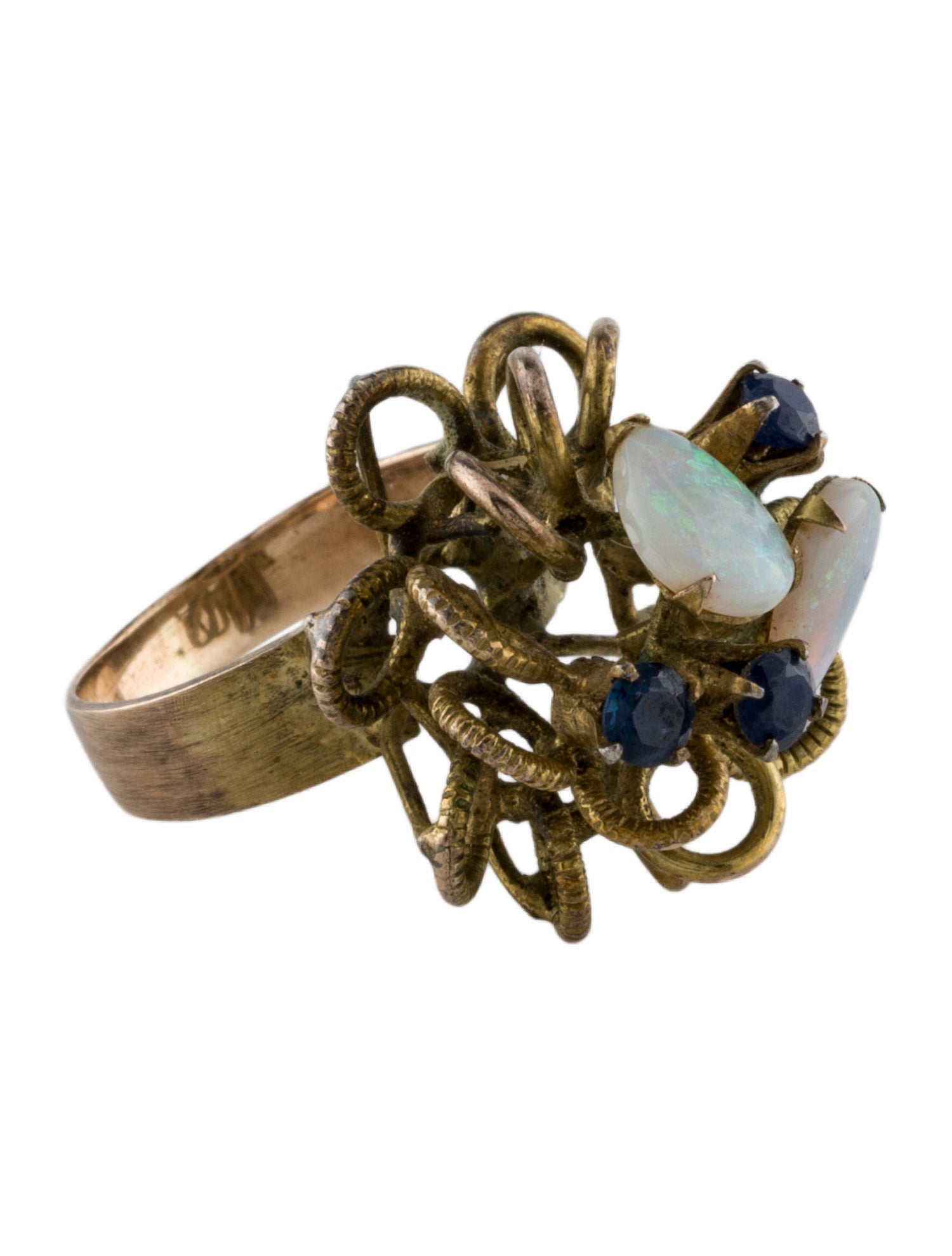 Ring 14K Opal & Sapphire Cocktail