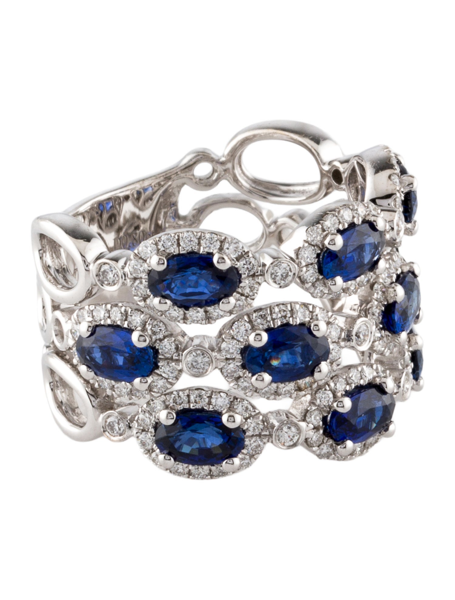 Ring 18K 2.94Ct Sapphire & Diamond Band