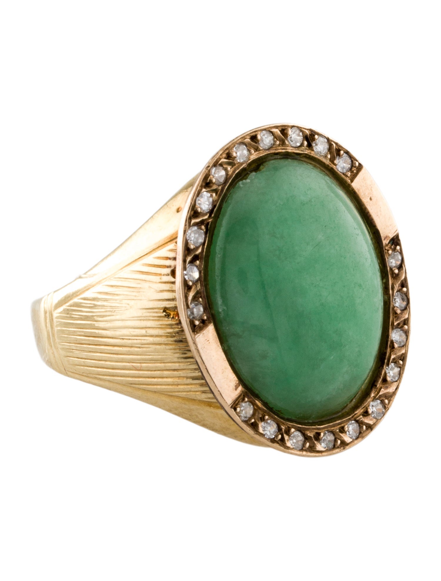 Ring 14K Jadeite & Diamond Cocktail
