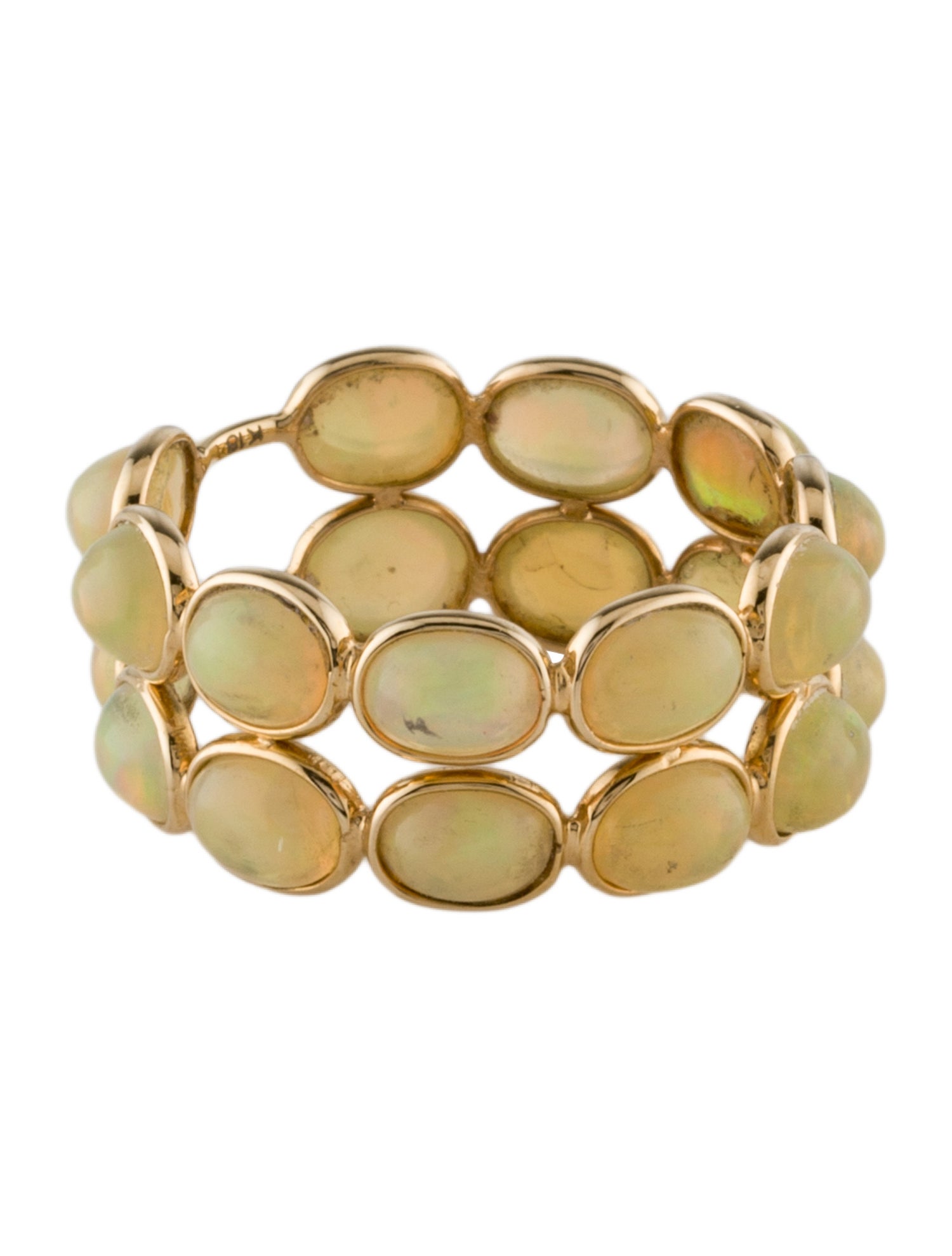 Ring 18K 5.07ctw Opal Double Row Band