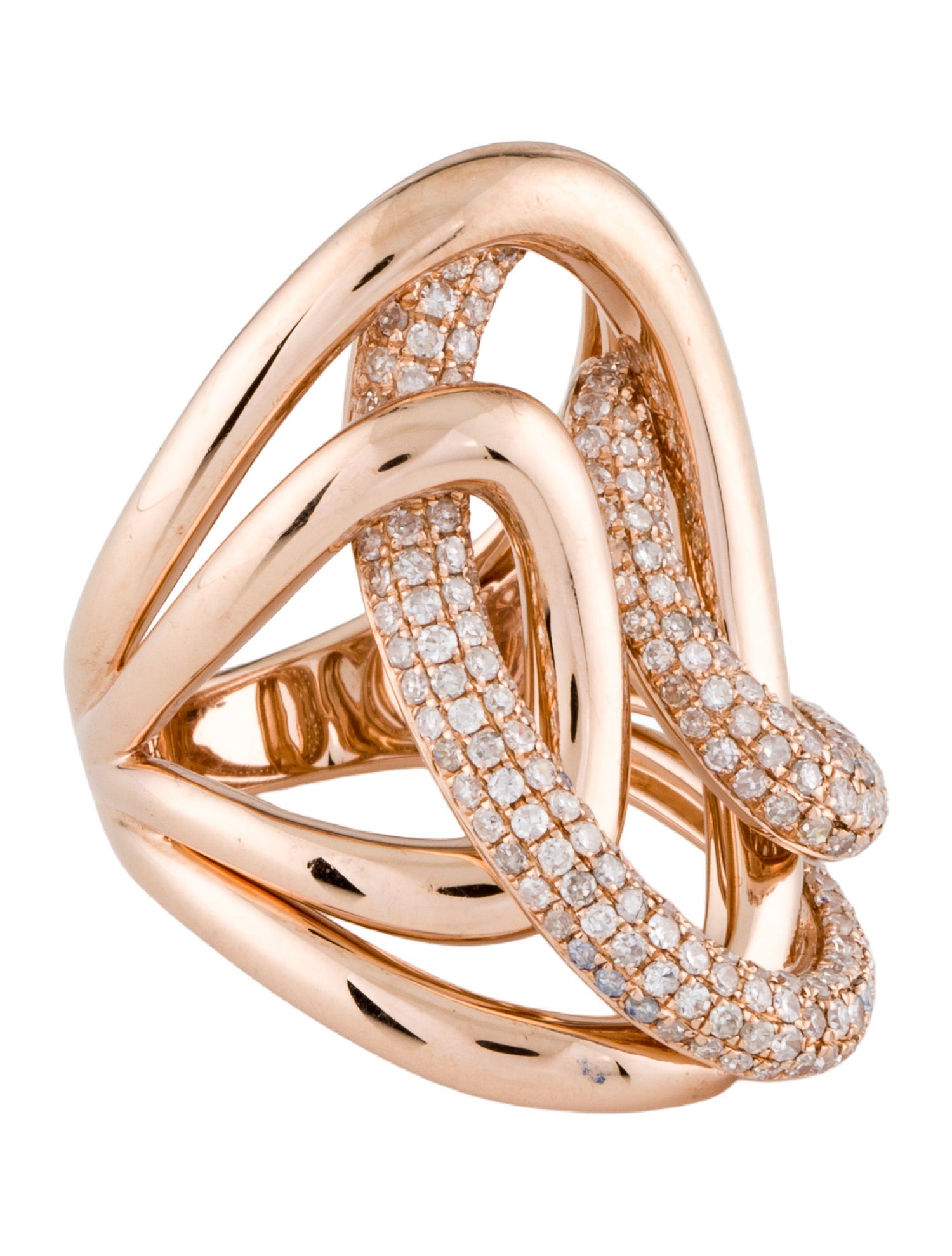 Ring 14K Diamond Interlocking Scrolls Cocktail Ring