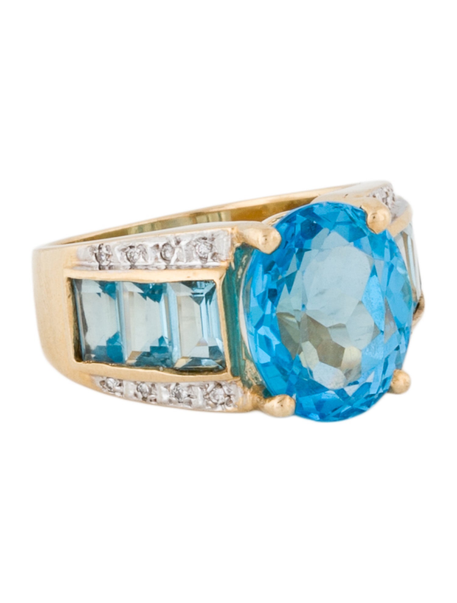 Ring 14K Topaz & Diamond Cocktail