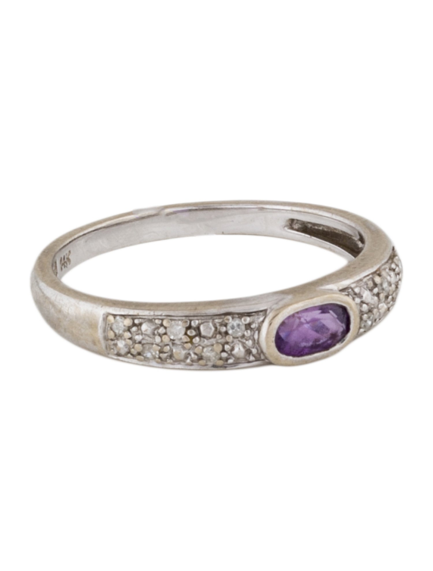 Ring 14K Amethyst & Diamond Band