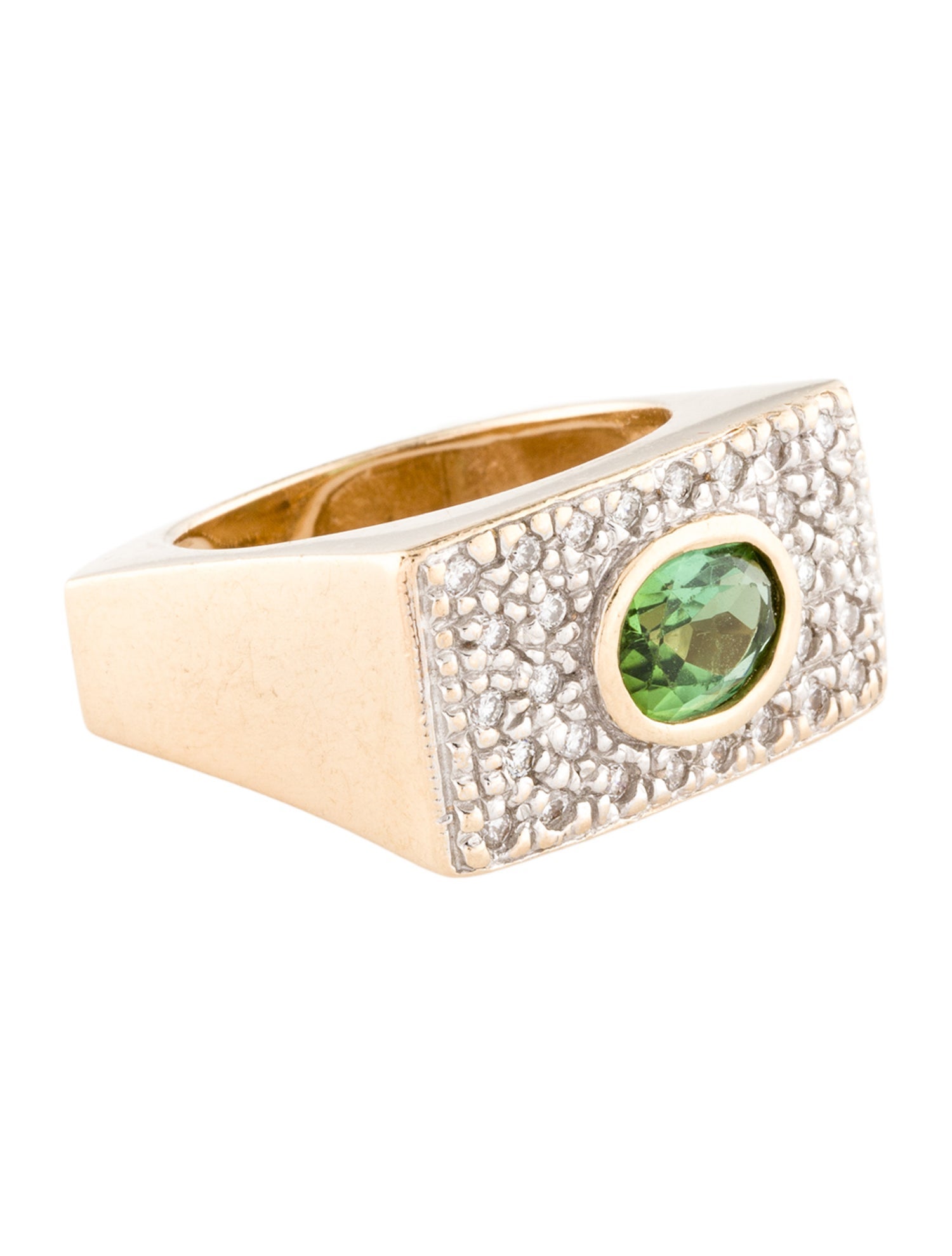 Ring 14K 1.05ctw Tourmaline & Diamond Signet
