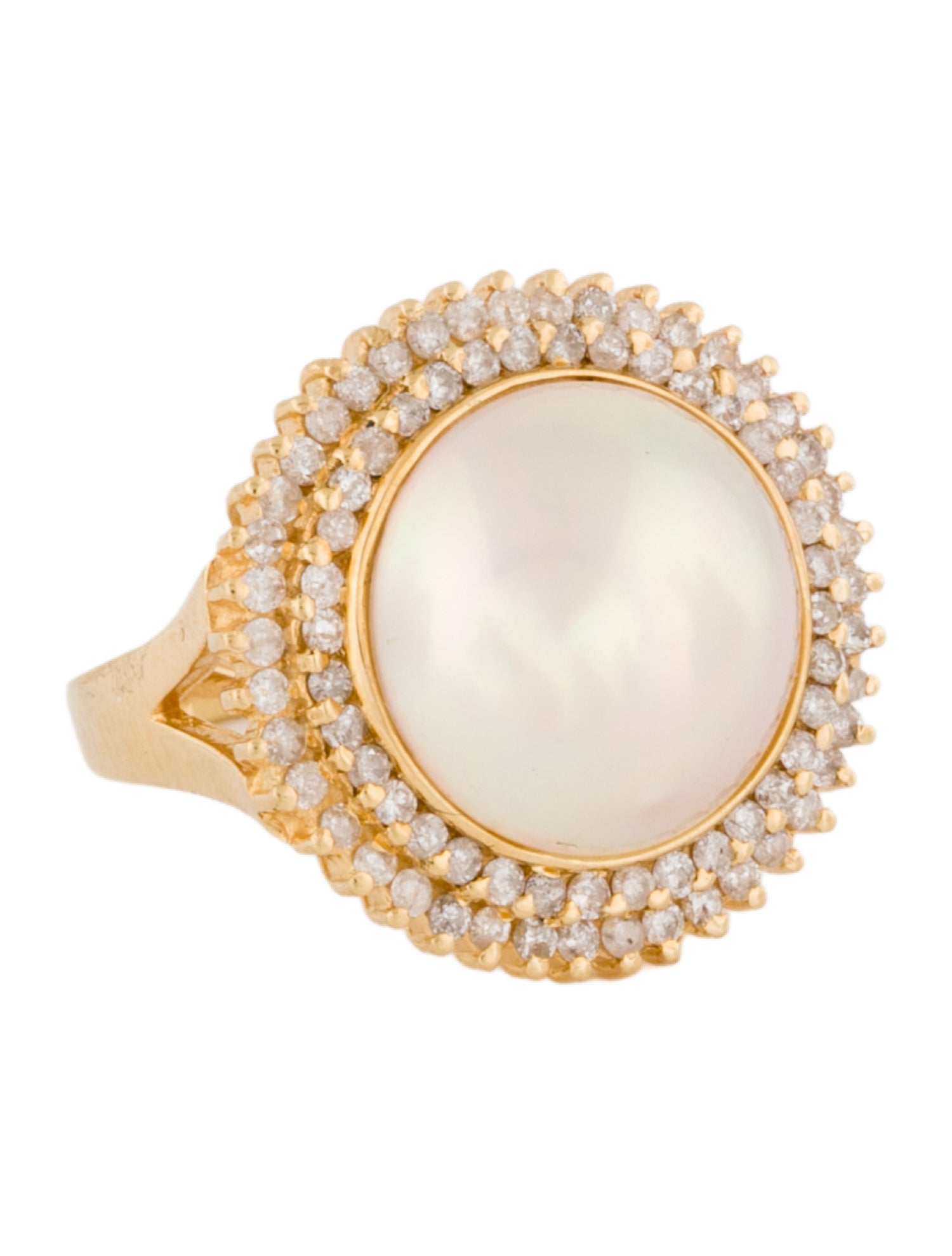 Ring 18K Mabé Pearl & Diamond Cocktail