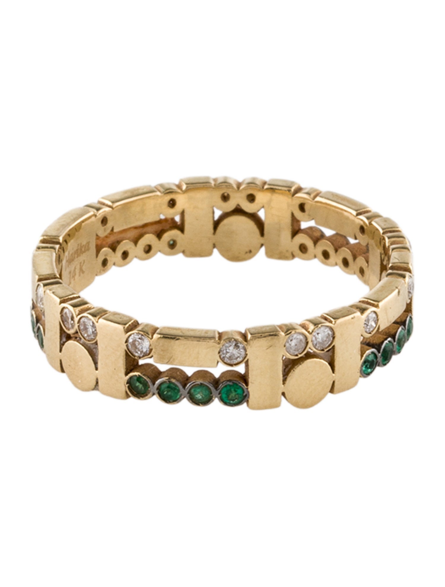 Ring Harika 14K Emerald & Diamond Band
