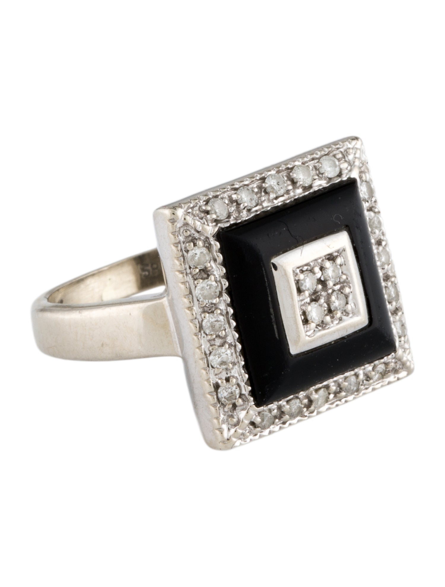 Ring 14K Glass & Diamond Cocktail