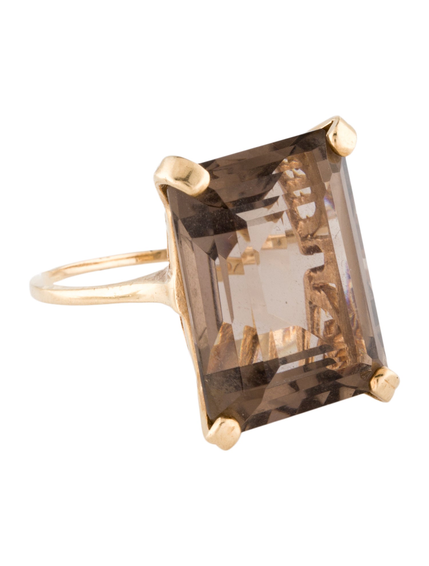 Ring 14K 5.65ct Smoky Quartz Cocktail Ring