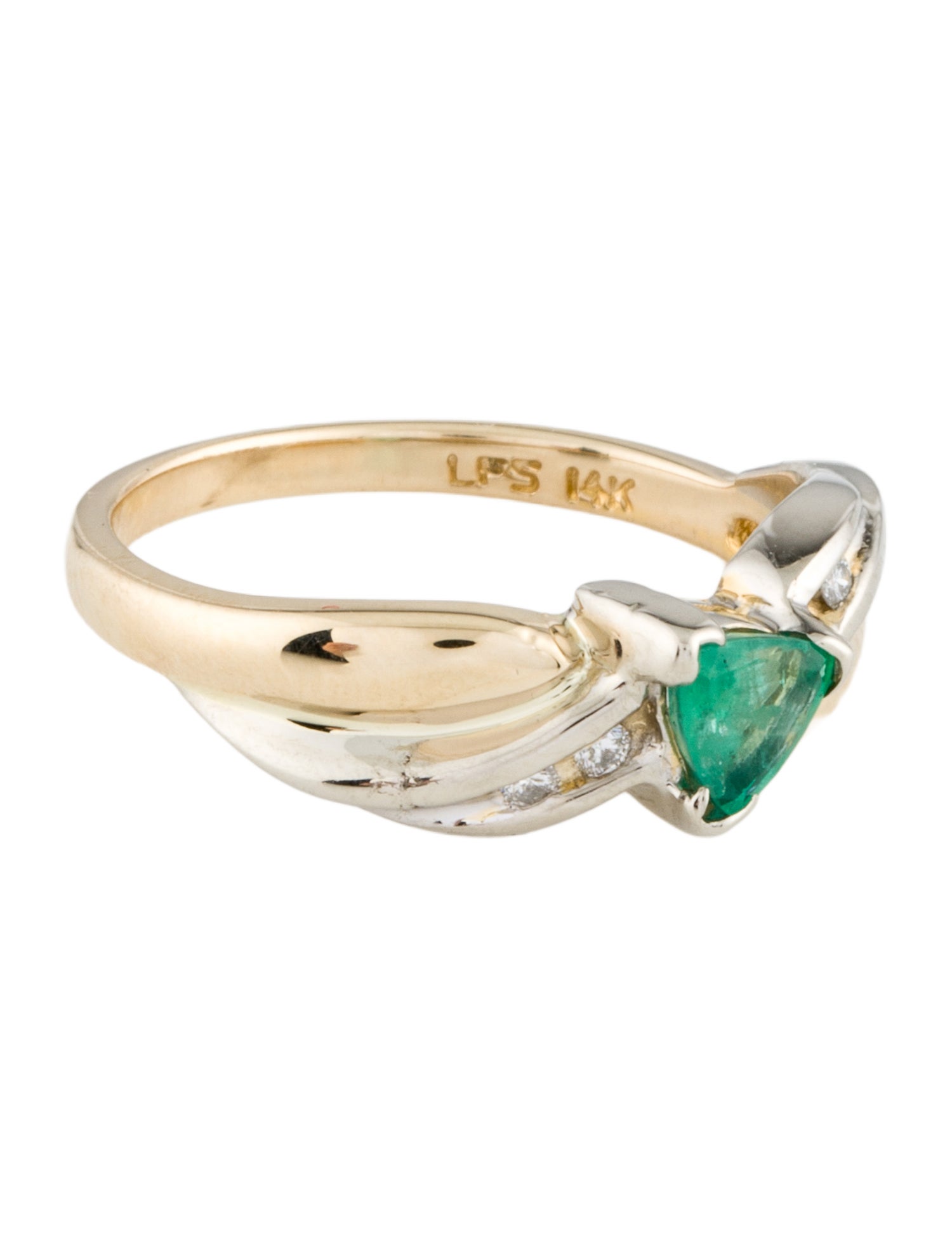 Ring 14K Emerald & Diamond Cocktail