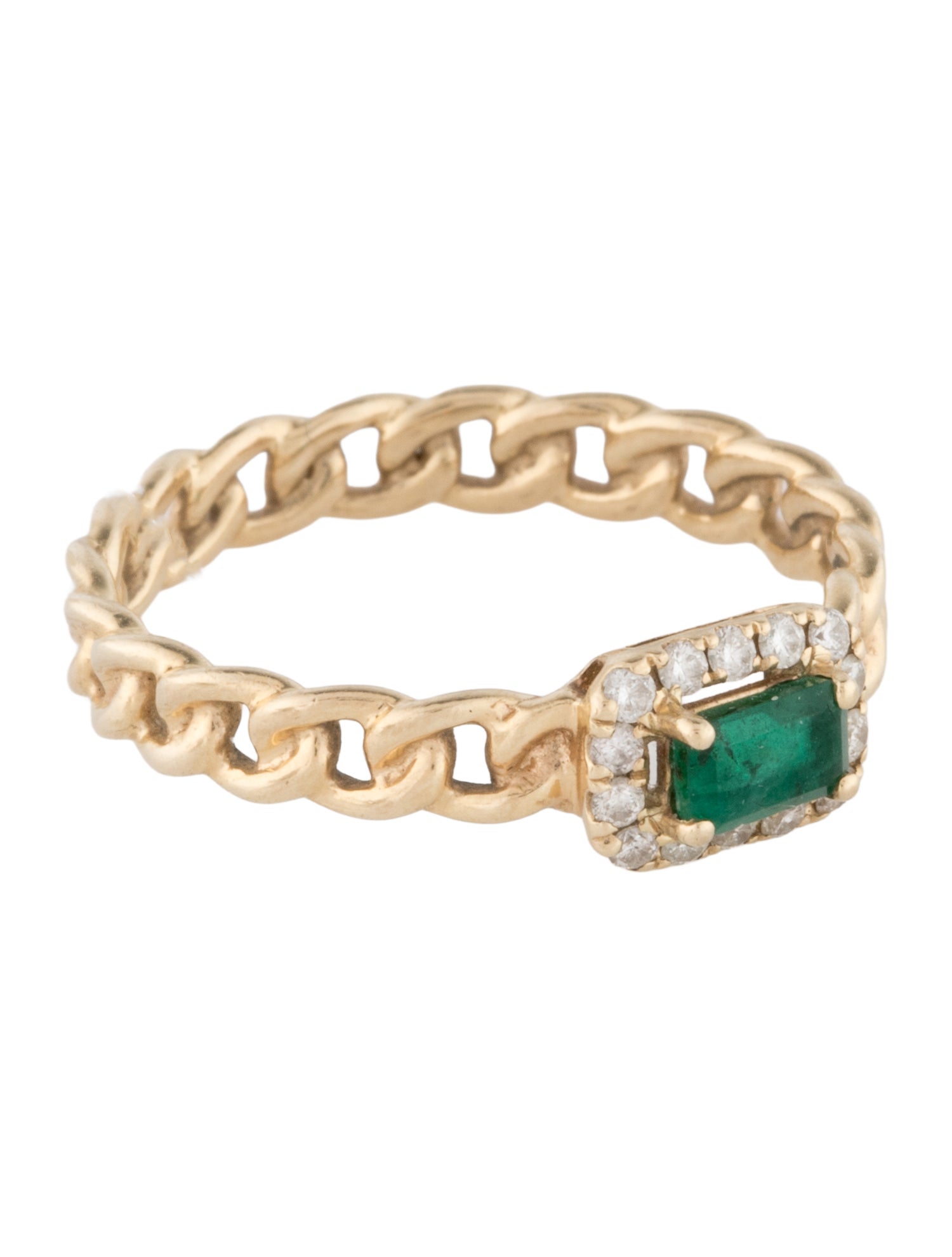 Ring 14K Emerald & Diamond Band