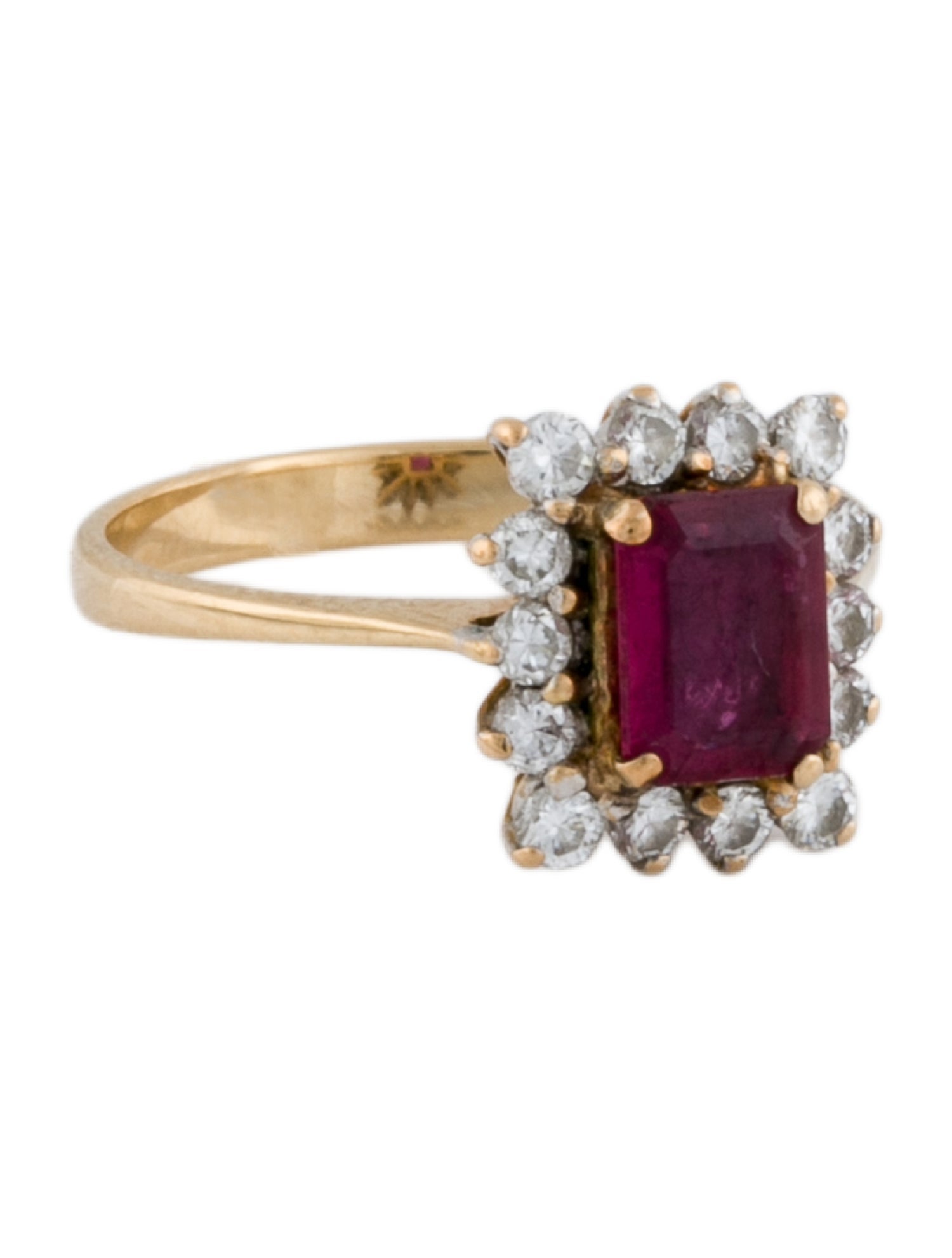 Ring 14K Ruby & Diamond Halo Cocktail