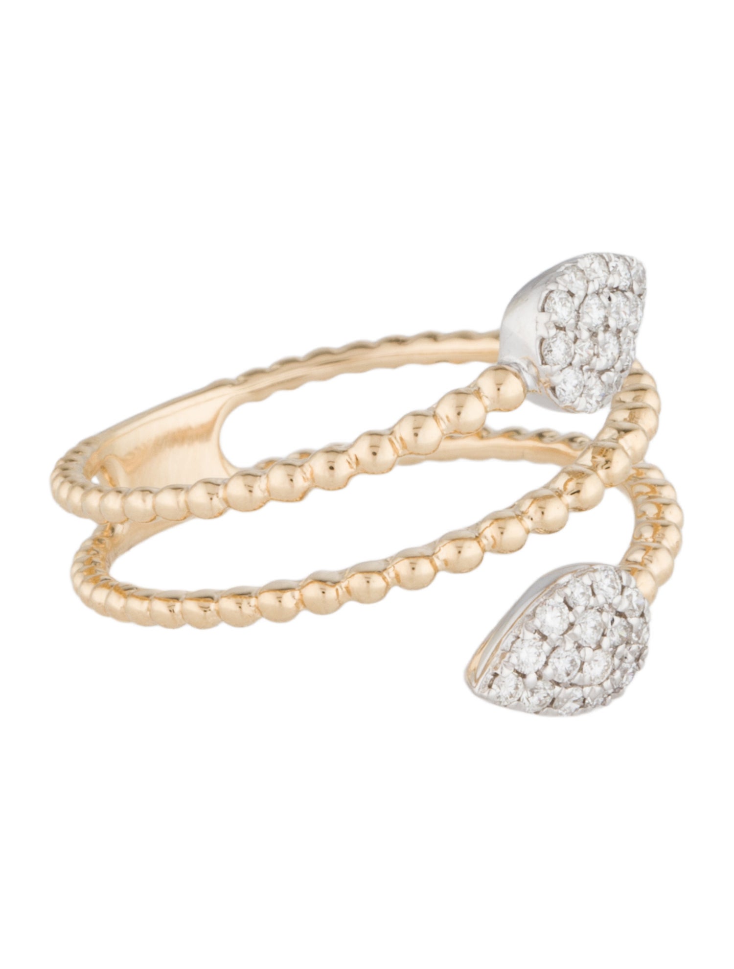 Ring 14K Diamond Double Snake Bang