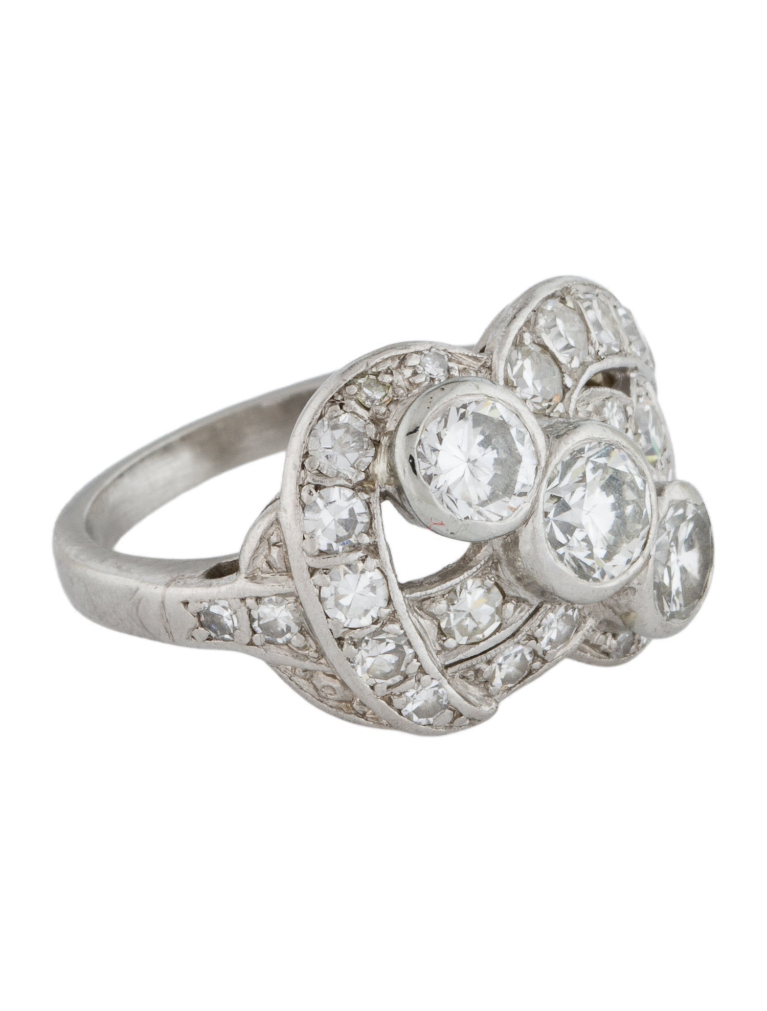 Ring Platinum 1.88ctw Diamond Cluster Cocktail
