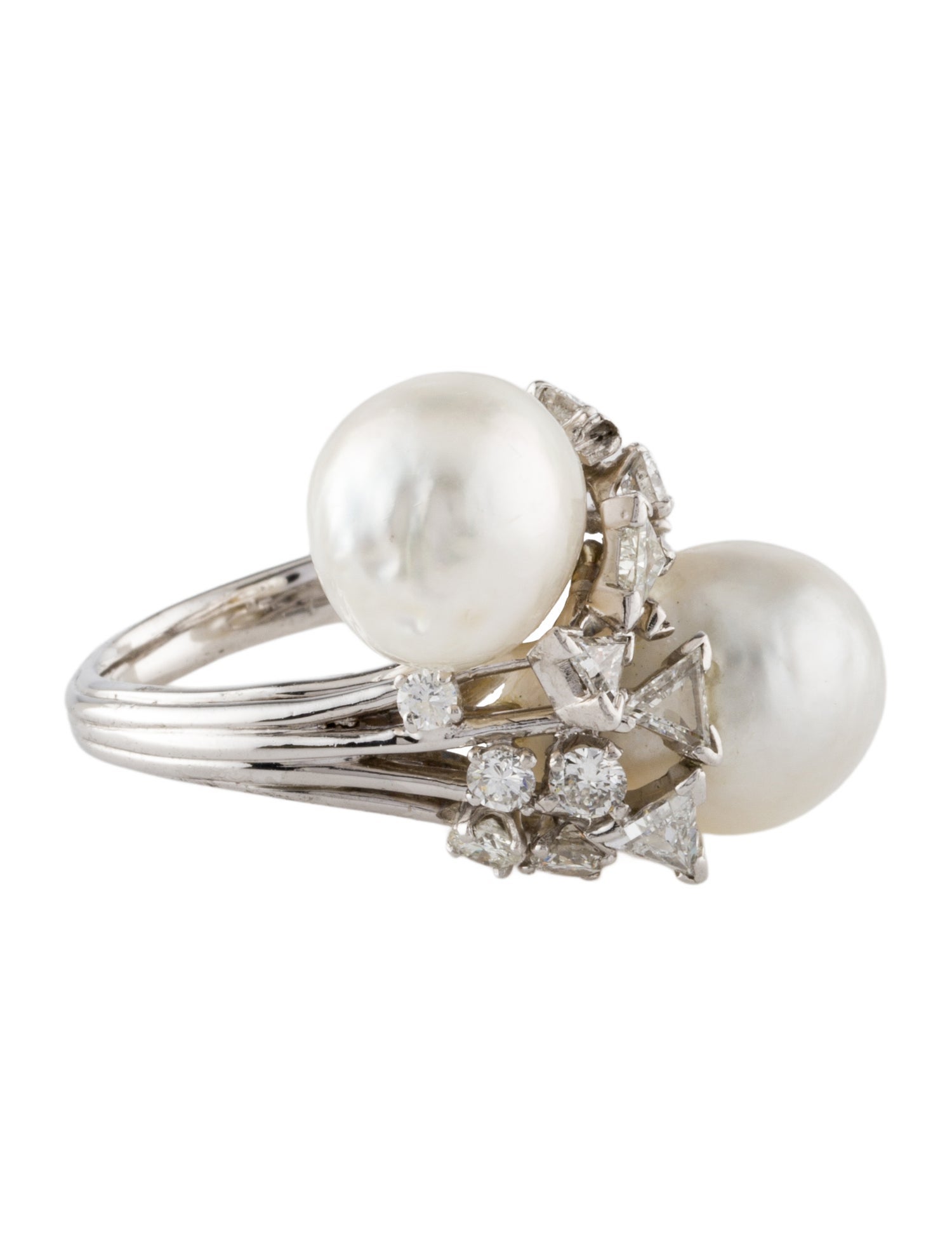 Ring 14K Pearl & Diamond Cocktail Ring