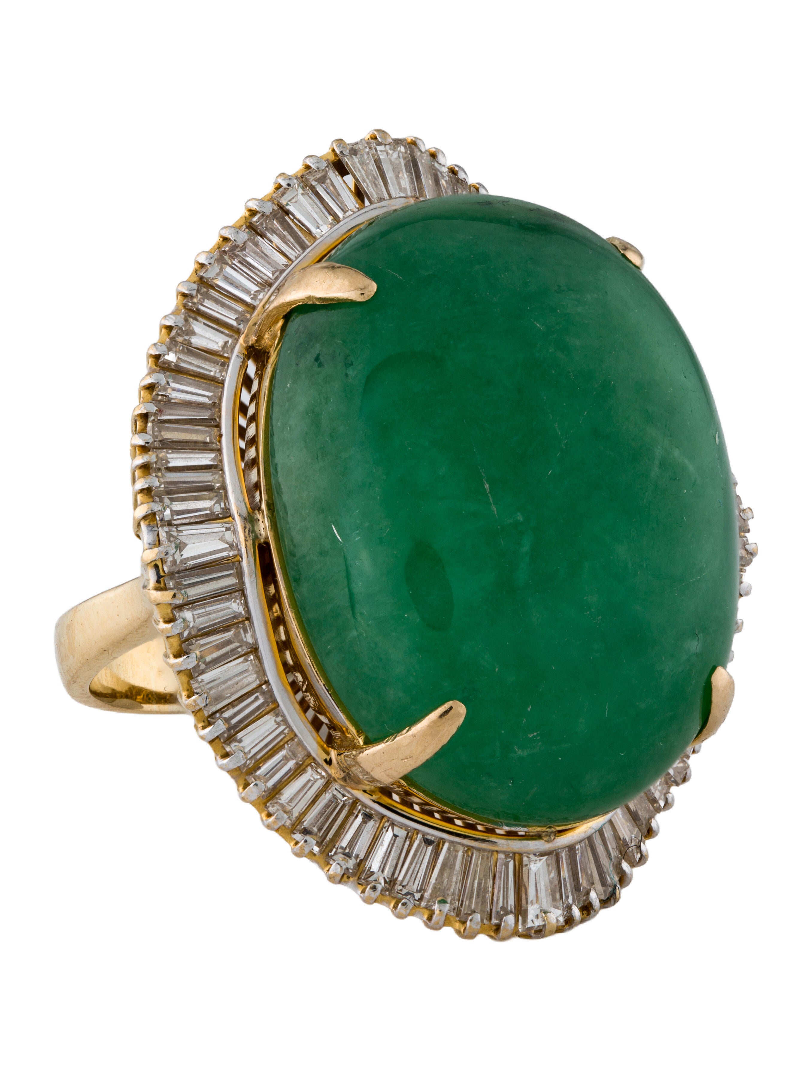Ring 18K Type A Jadeite & Diamond Cocktail