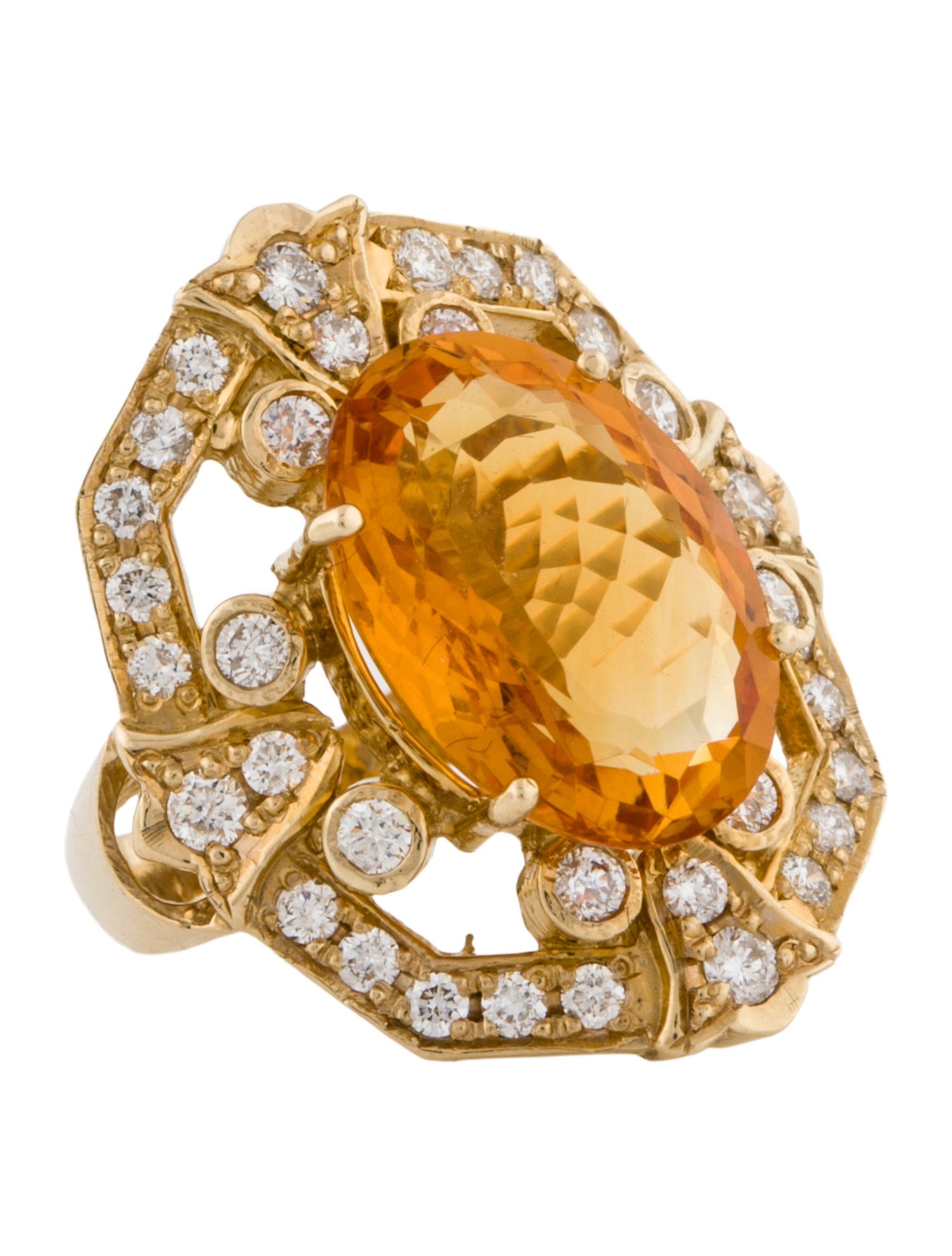 Ring 14K 7.20ctw Citrine & Diamond Cocktail
