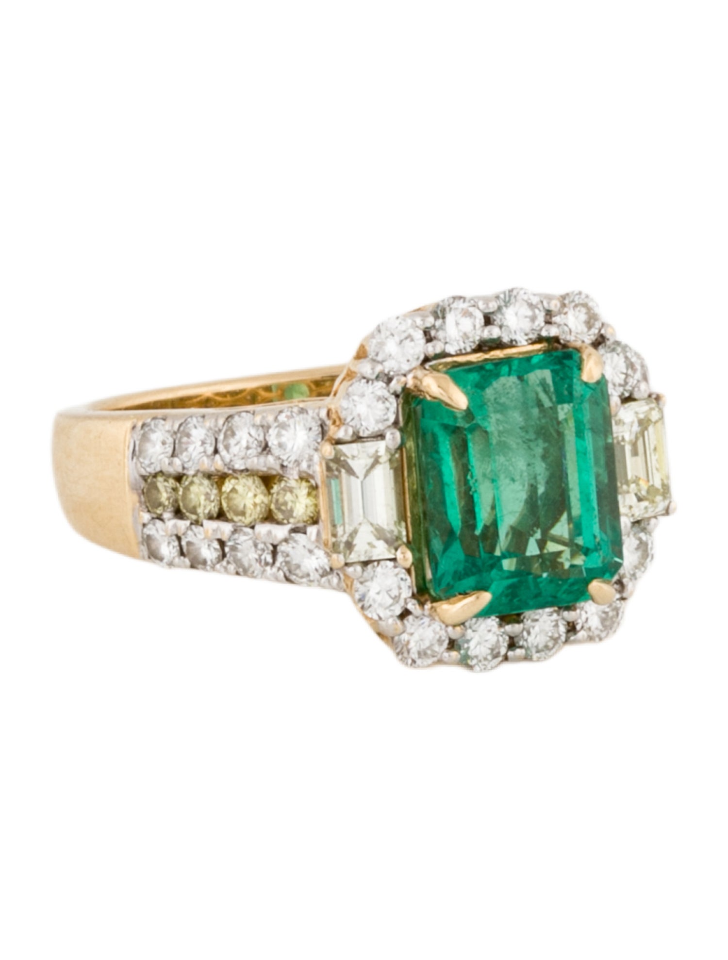 Ring 14K Emerald & Diamond Halo Engagement