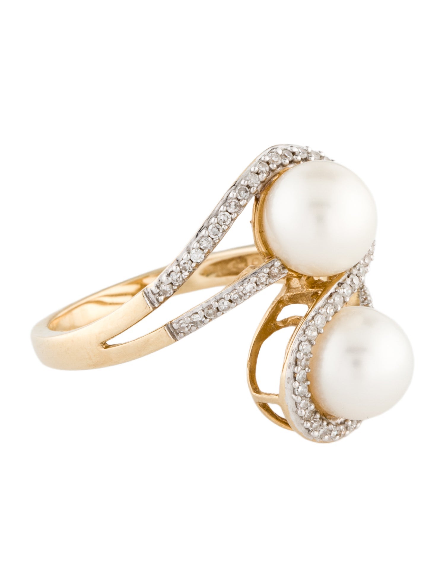 Ring 14K Cultured Pearl & Diamond Cocktail