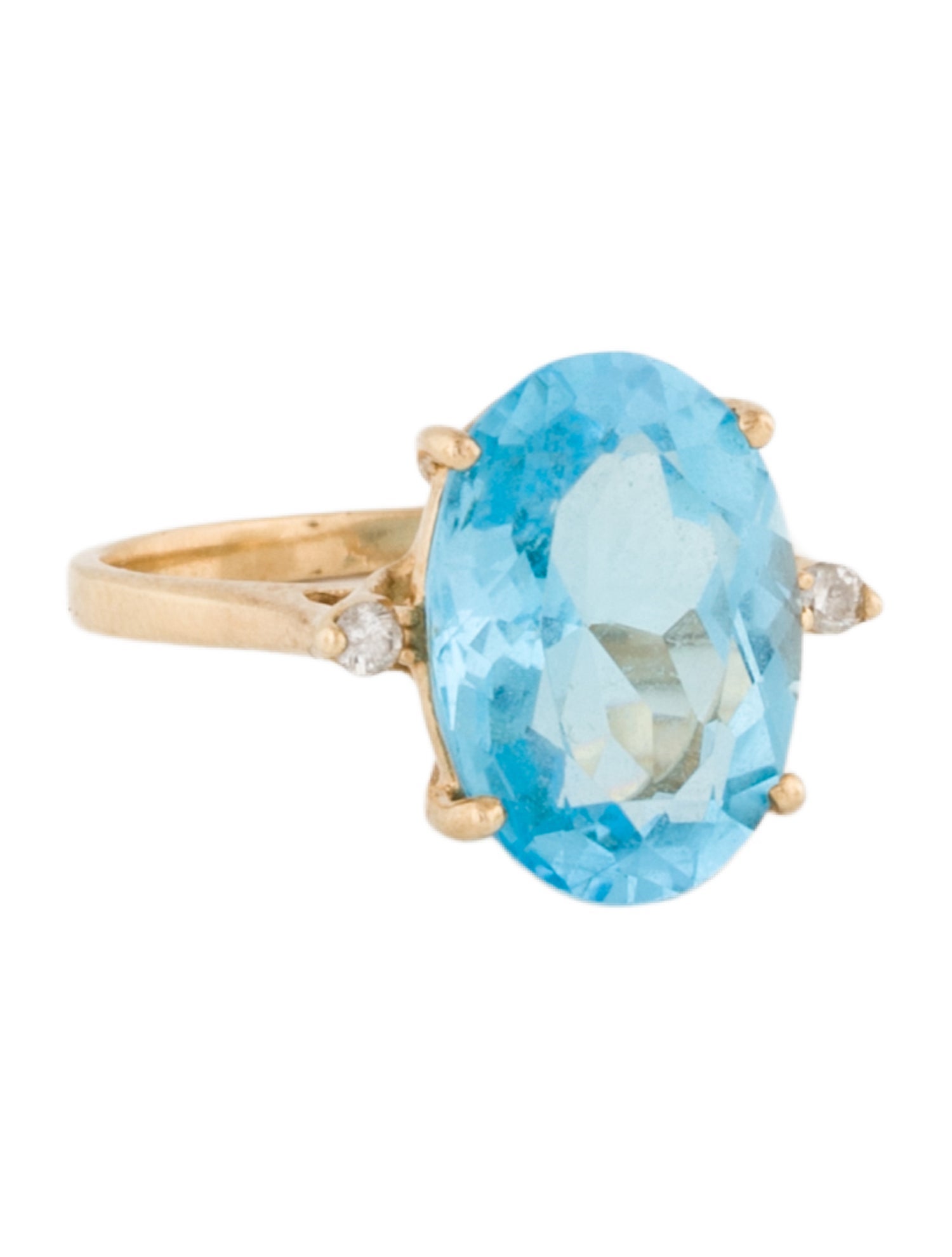 Ring 14K 6.23ct Topaz & Diamond Cocktail Ring