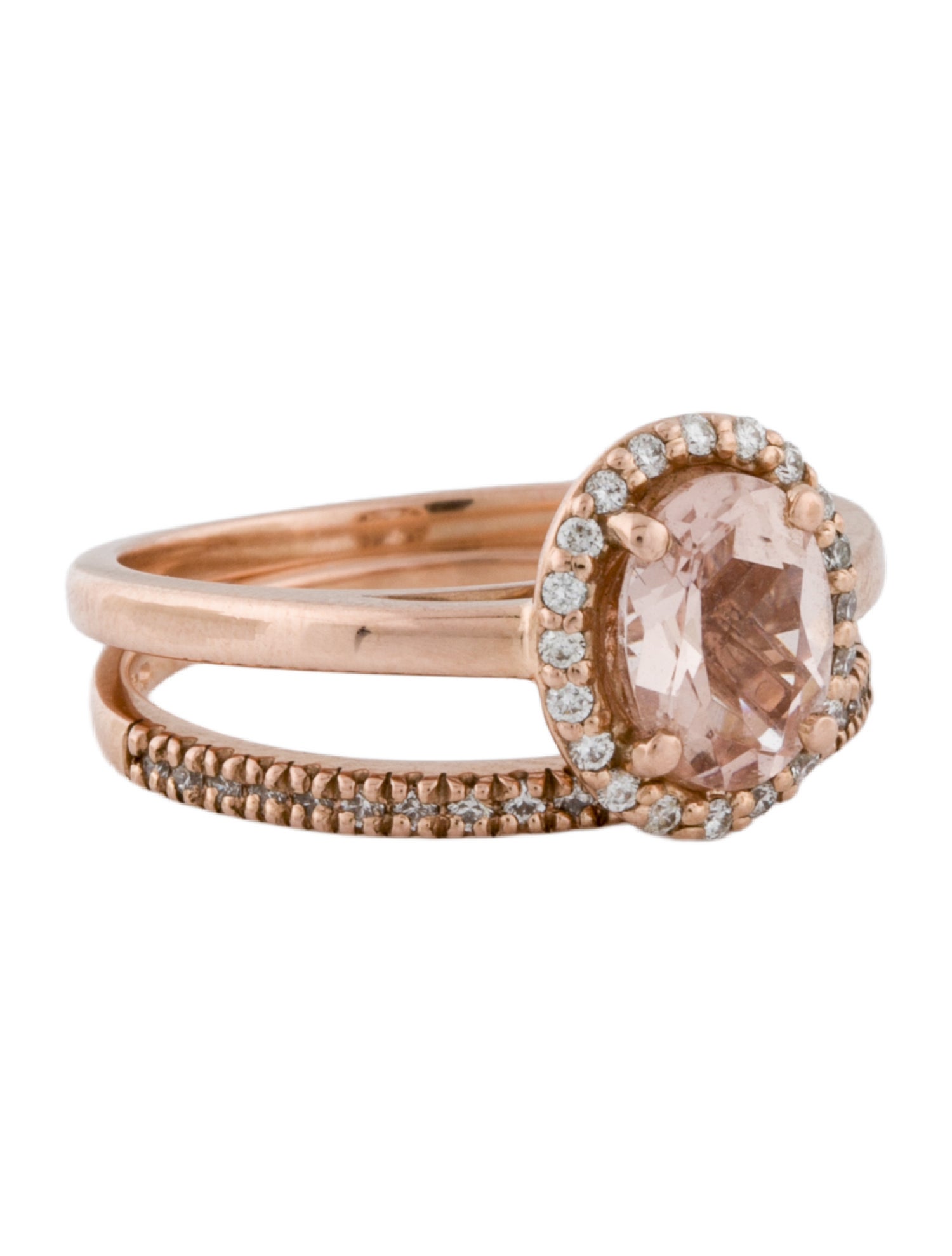 Ring 14K 1.00ctw Morganite & Diamond Cocktail Set