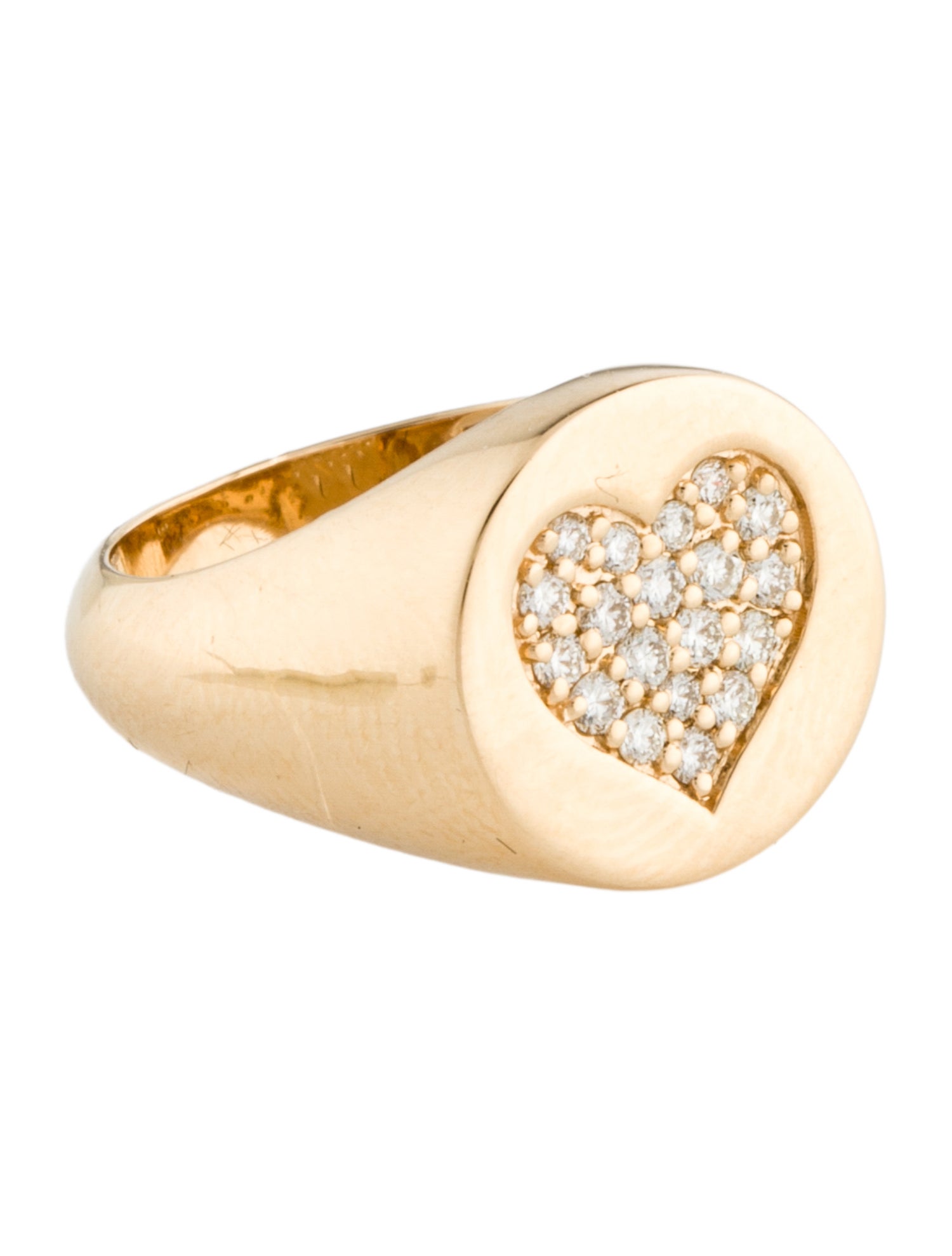Ring 18K Diamond Heart Signet